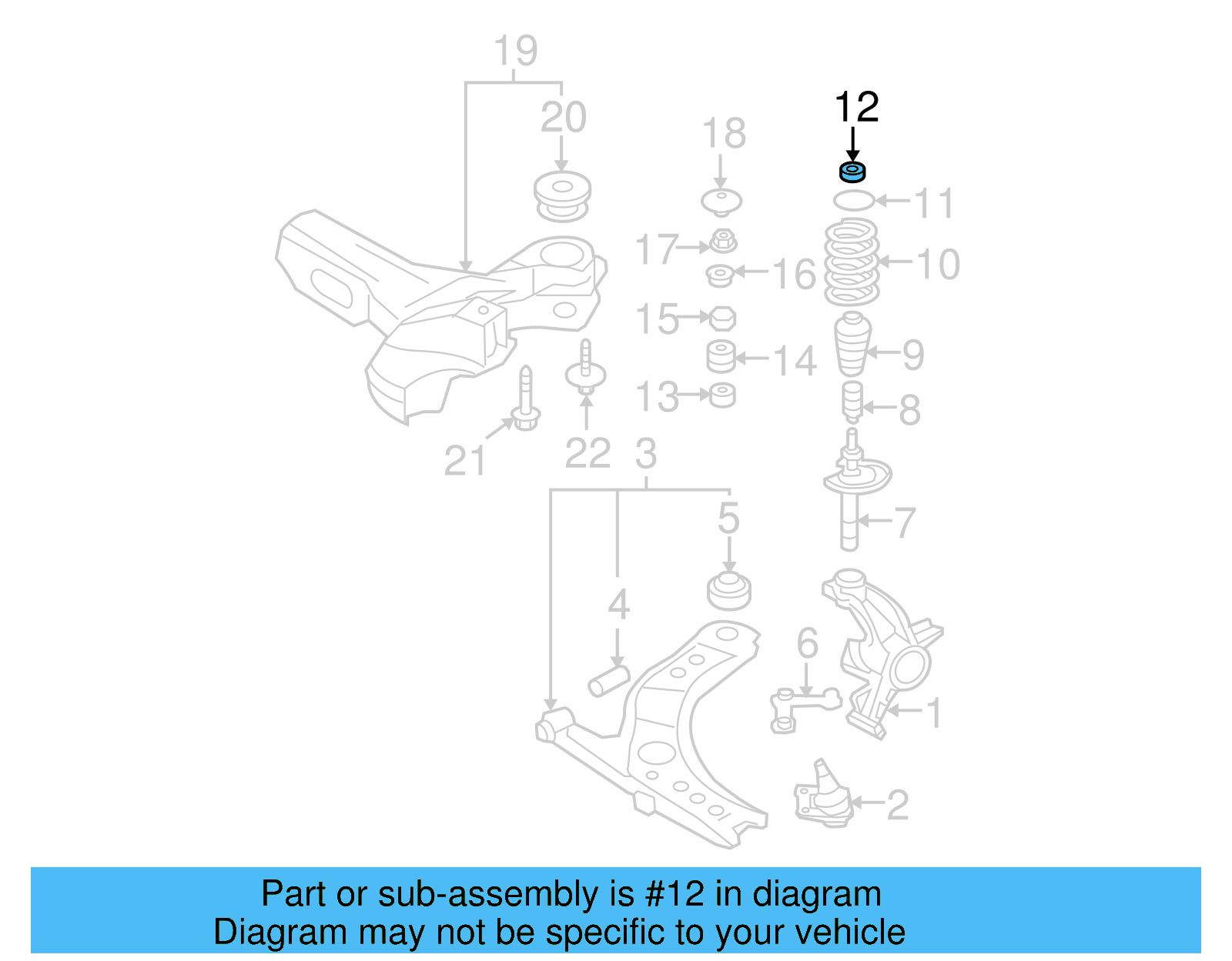 Upper Seat Spacer 1J0-412-311-A - View 7