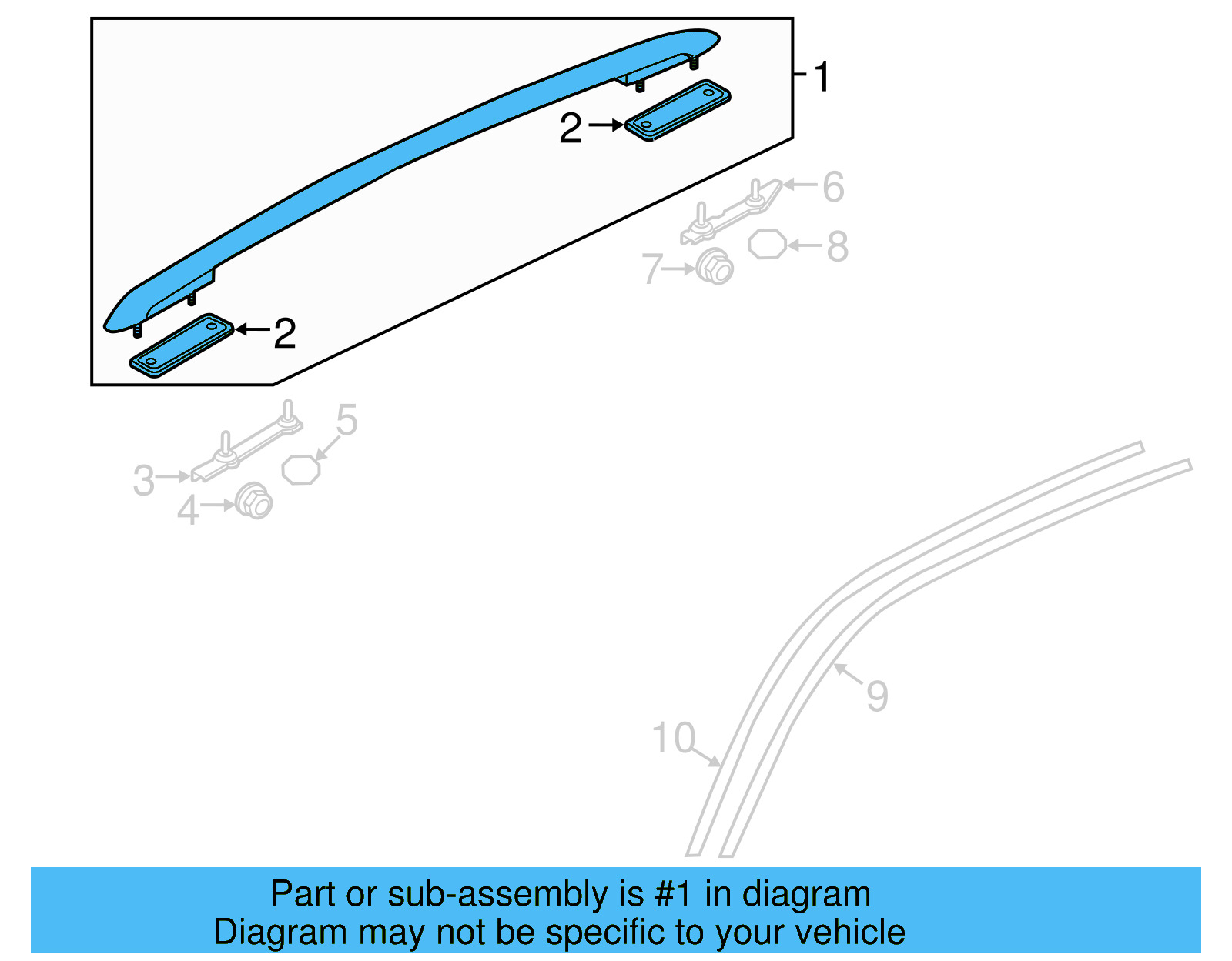 Roof Rail 7P6-860-044-B-STY - View 3