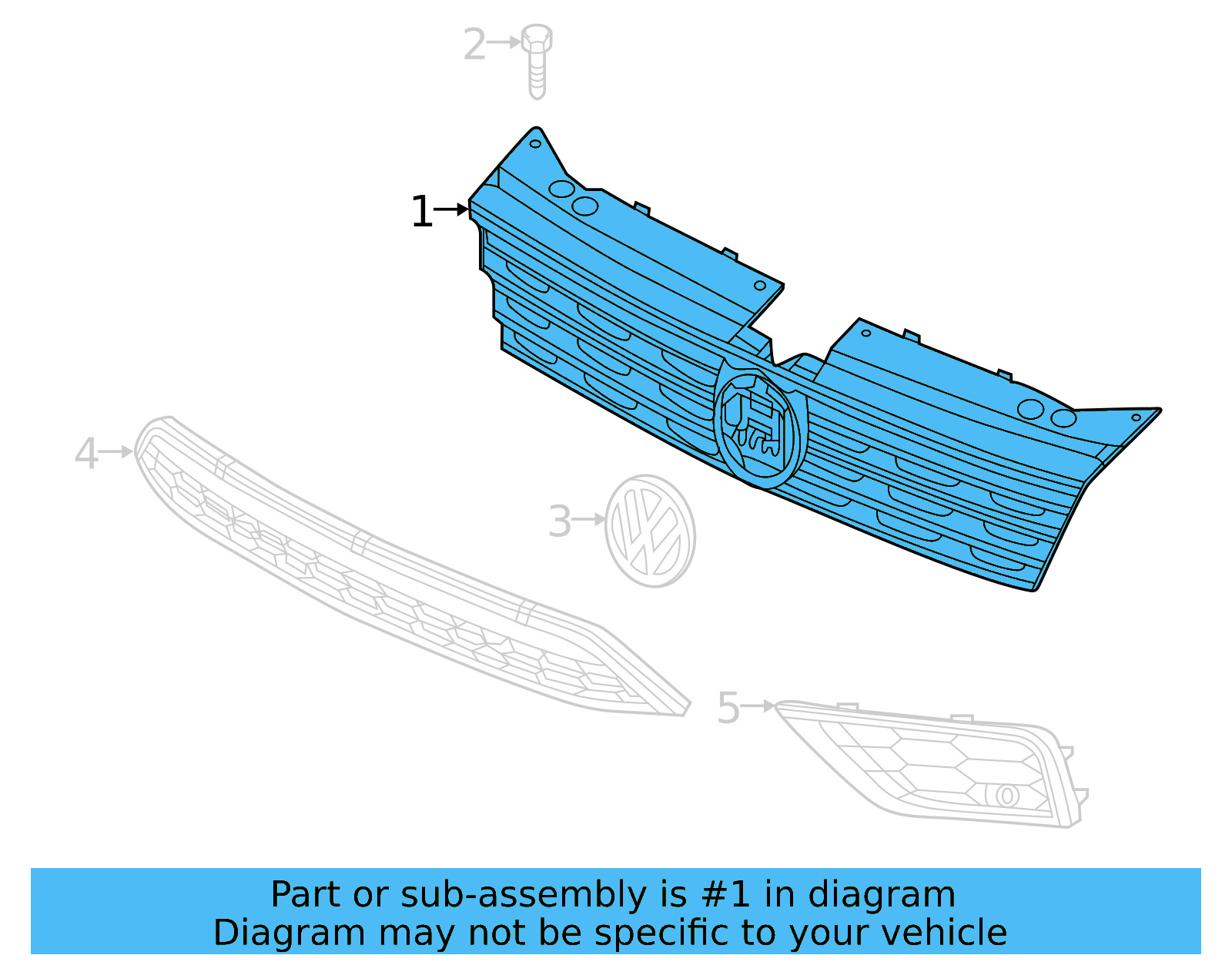 Center Grille 5NA-853-651-G-ZLL - View 3