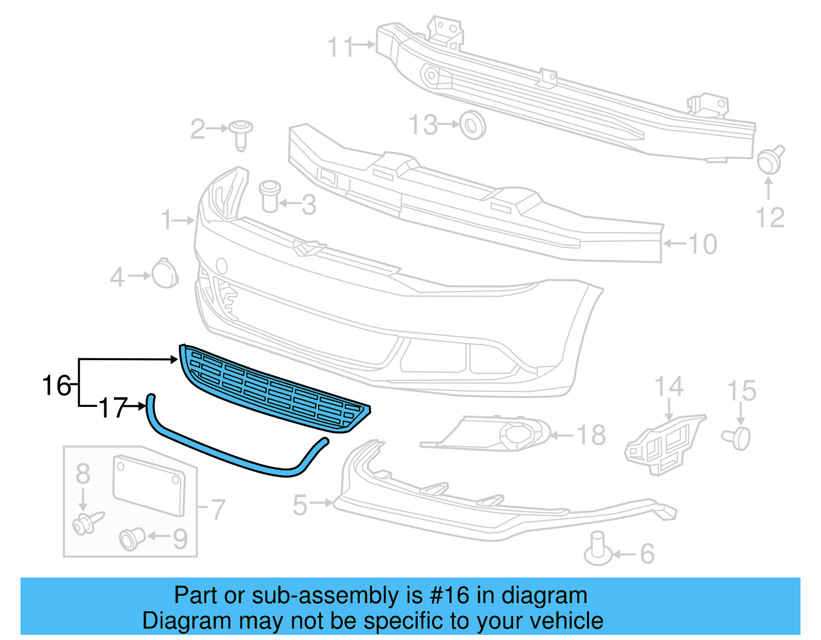 Lower Grille 5C6-853-677-9B9 - View 15