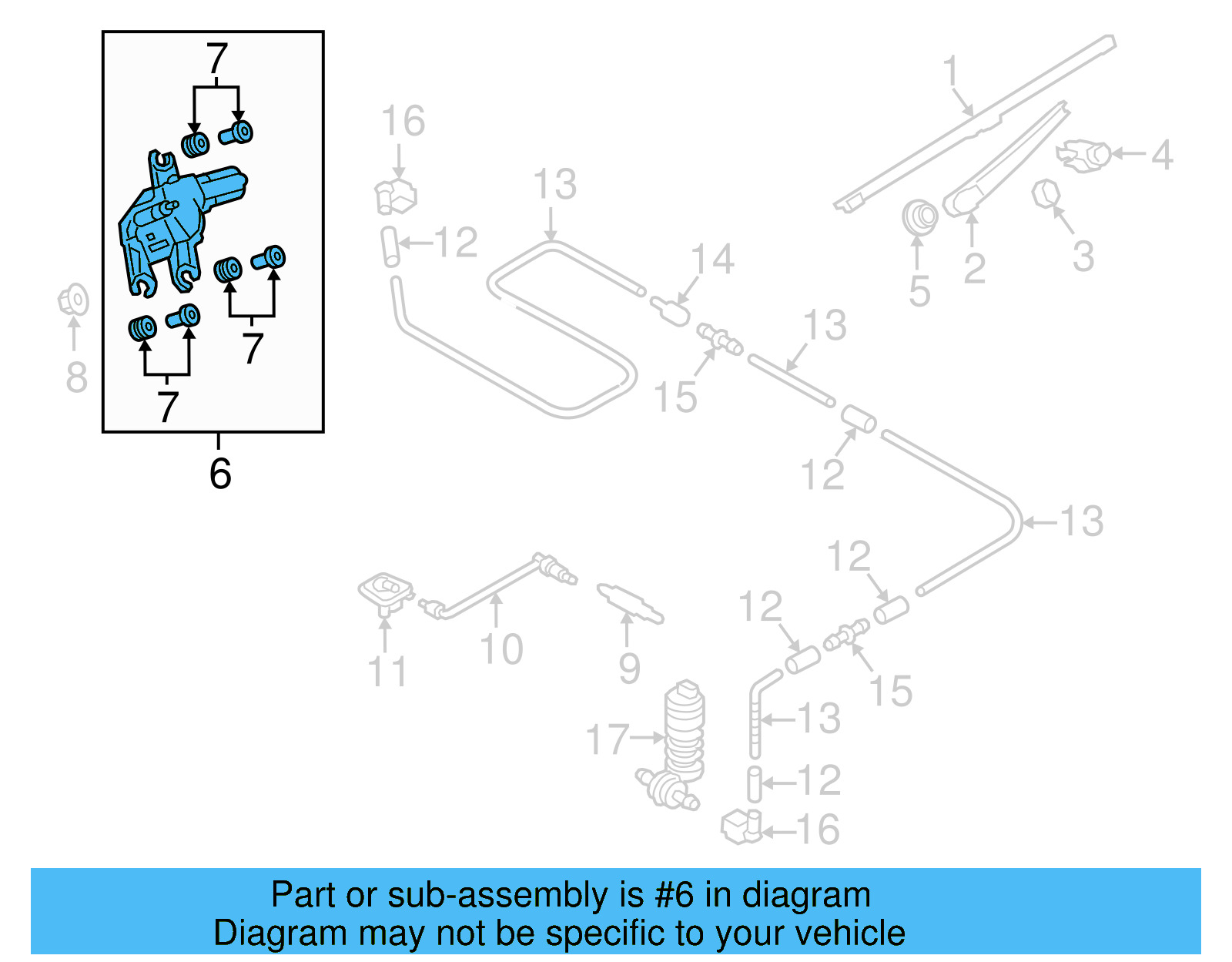 Back Glass Wiper Motor 5GM955711B - View 6