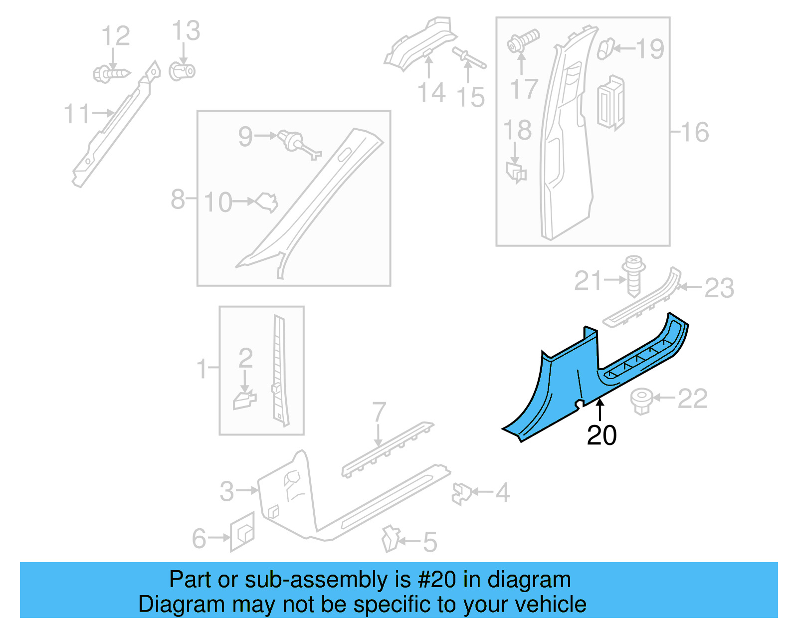 Lower Center Pillar Trim 7P0-853-846-F-3G4 - View 4