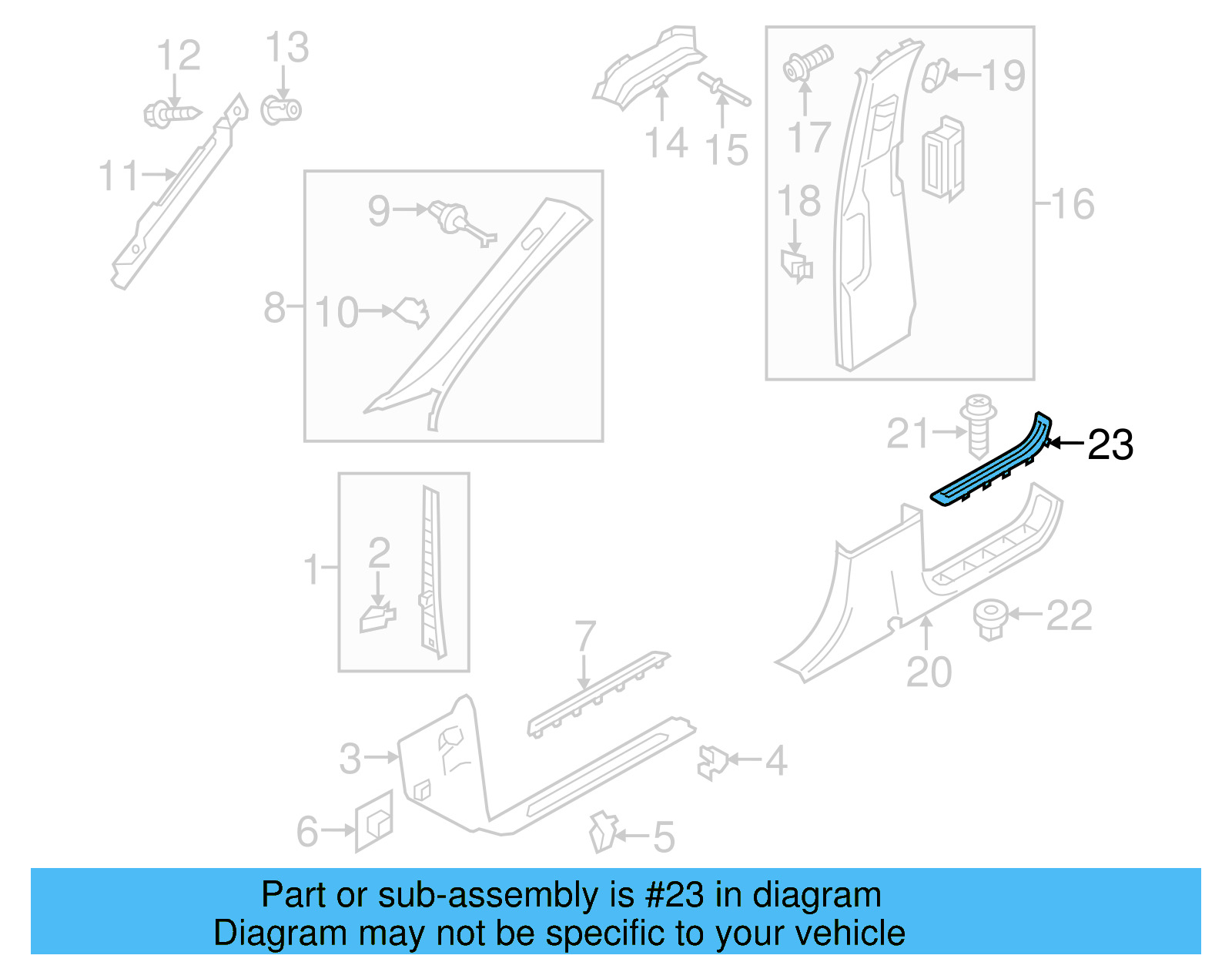 Lower Center Pillar Trim Insert 7P0-853-794-3G4 - View 4