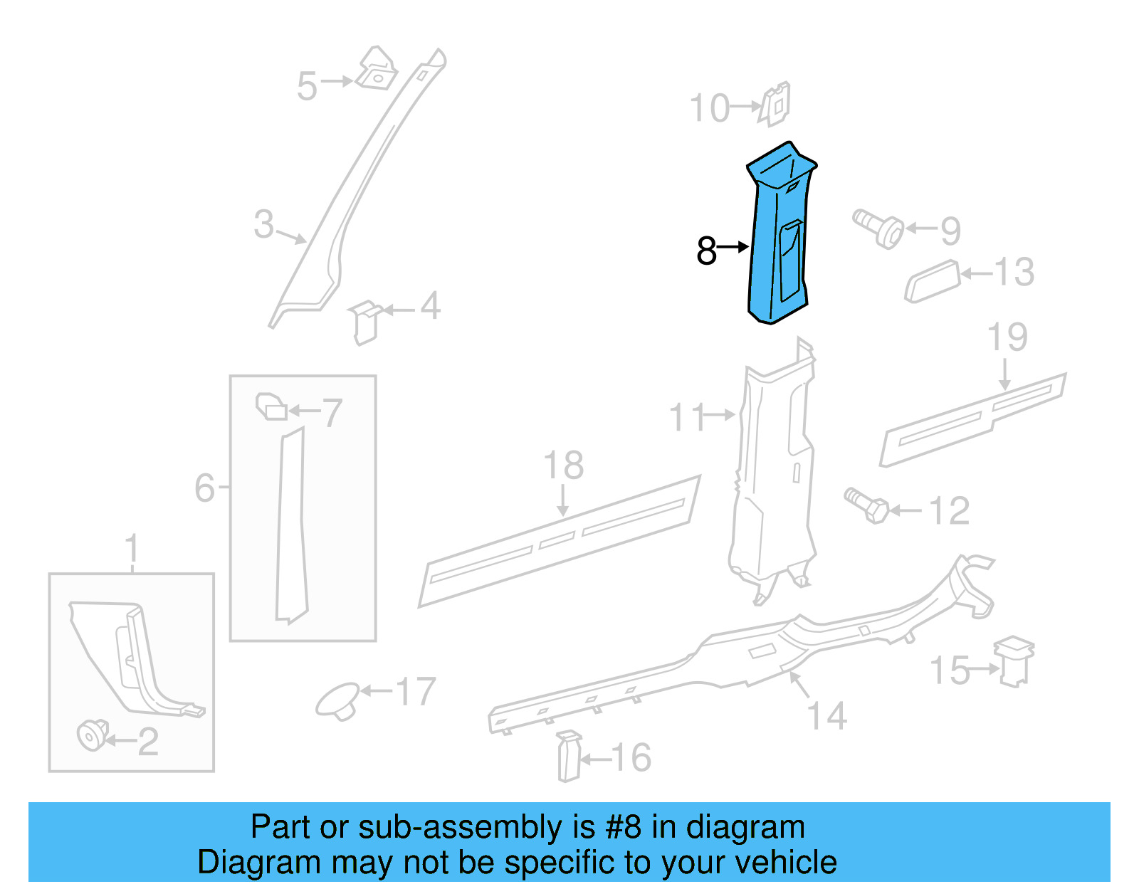 Upper Center Pillar Trim 5C6-867-244-B-Y20 - View 4