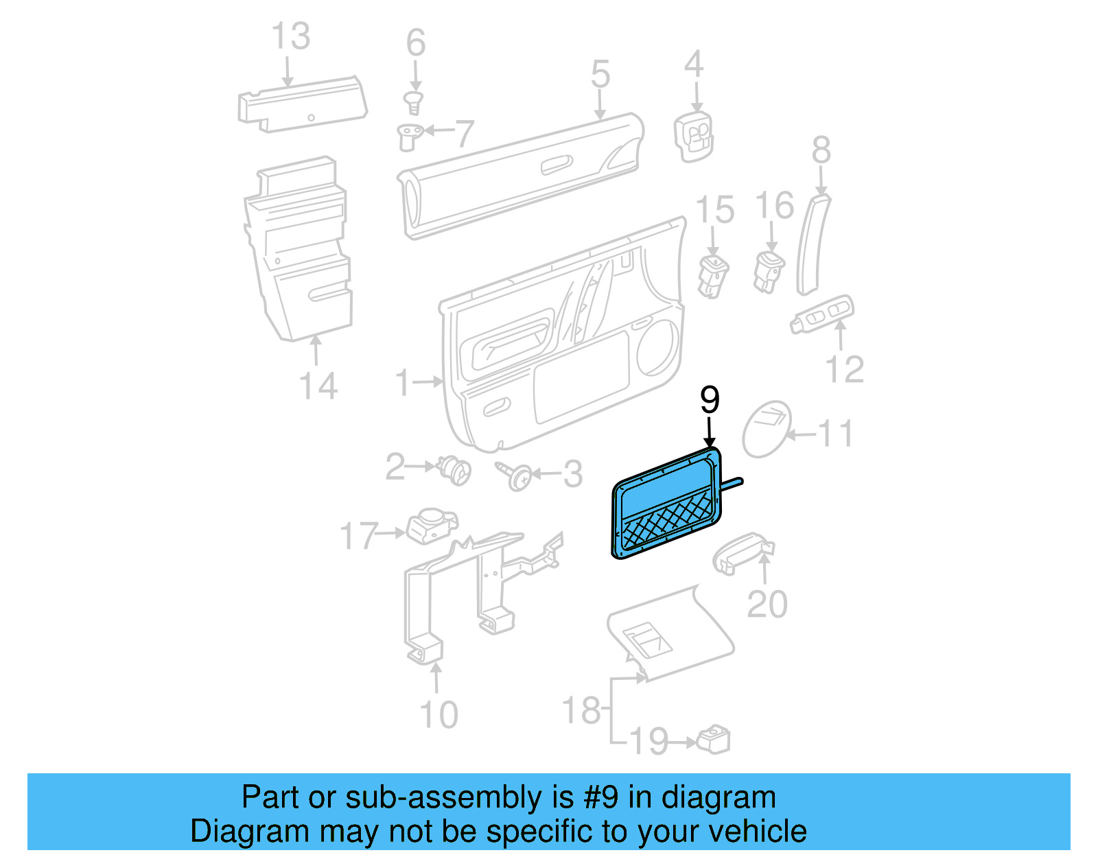 Door Trim Panel Pocket 1C0-867-131-B-2QL - View 4