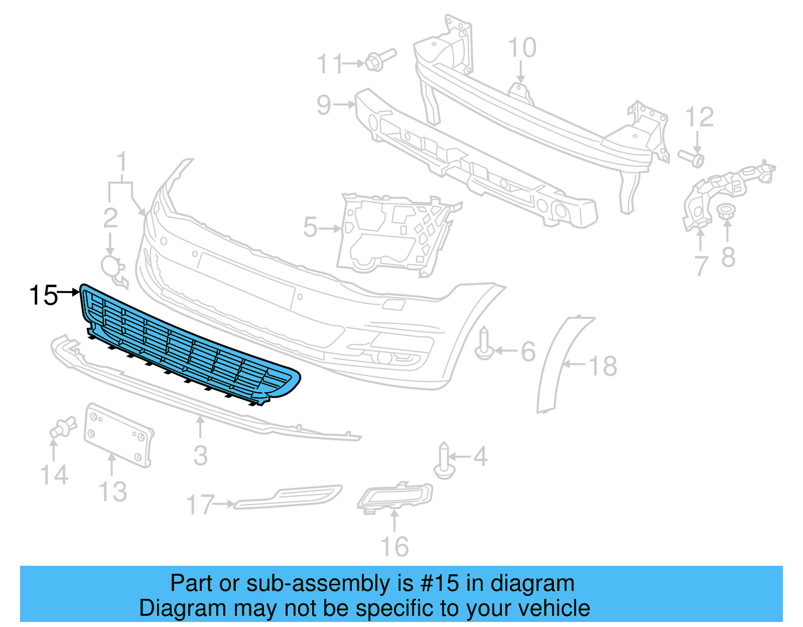Center Grille 5G0-853-677-K-9B9 - View 4