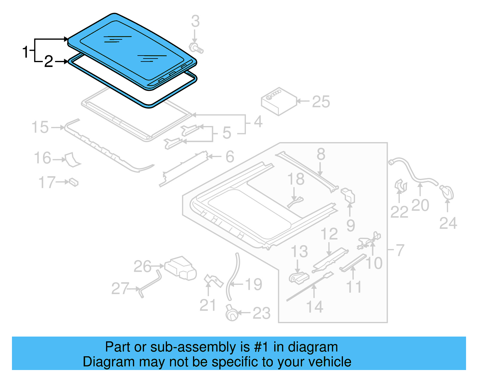 Sunroof Glass 1K6-877-071 - View 2