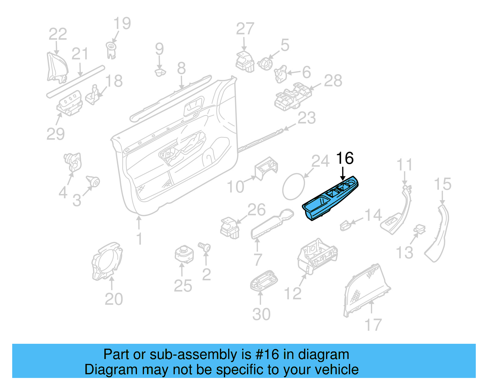 Door Window Switch Bezel 1K4-868-049-C-81U - View 4
