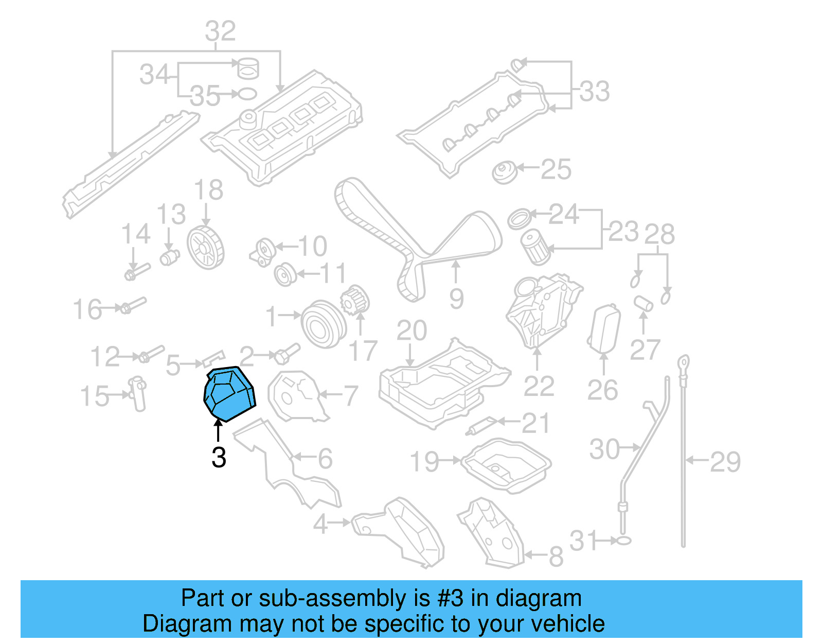 Outer Timing Cover 077-109-124-B - View 2