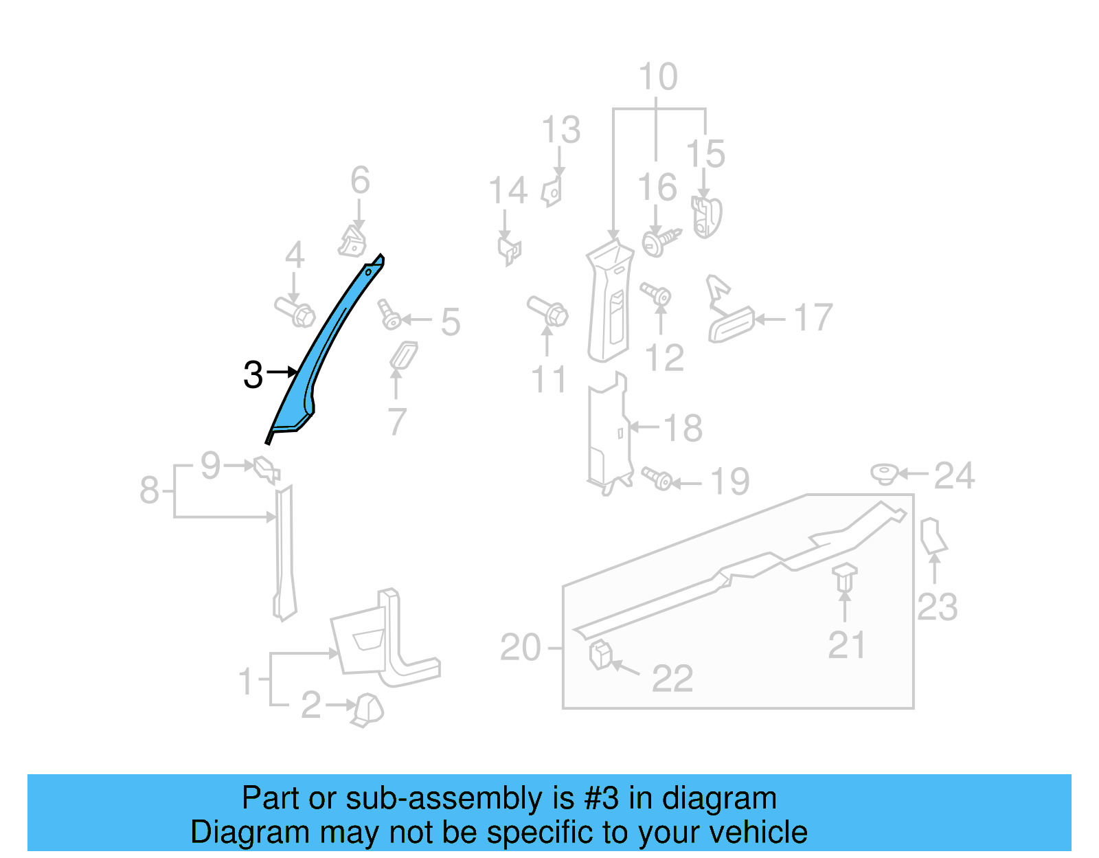 Windshield Pillar Trim 5K0-867-234-C-BR2 - View 11
