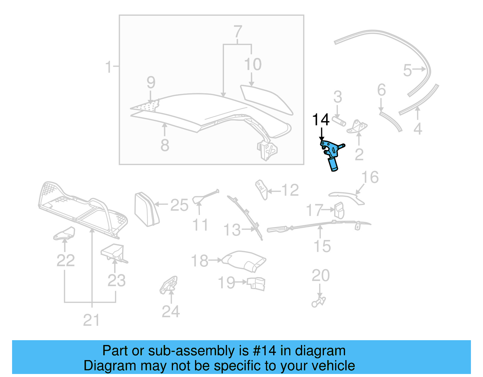 Convertible Top Latch 1Y0-871-661-A - View 16