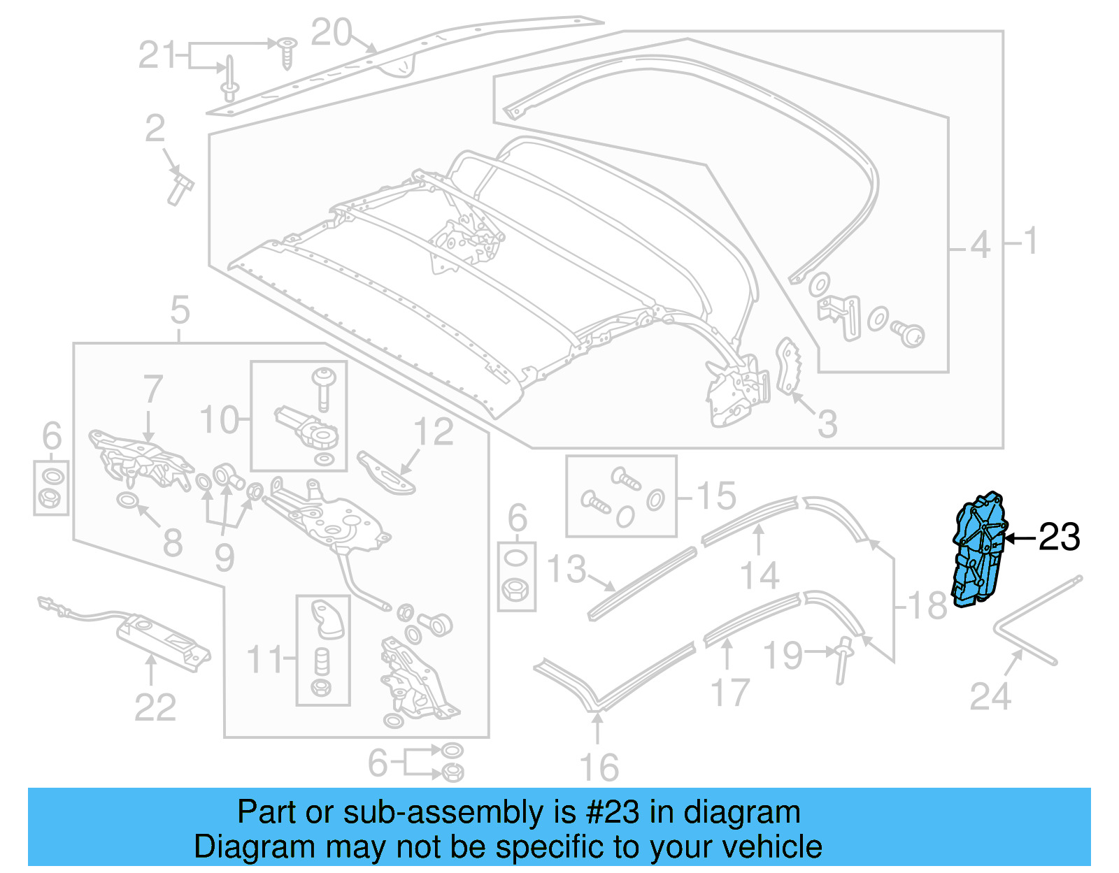 Convertible Top Motor 5C3-871-601-A - View 6