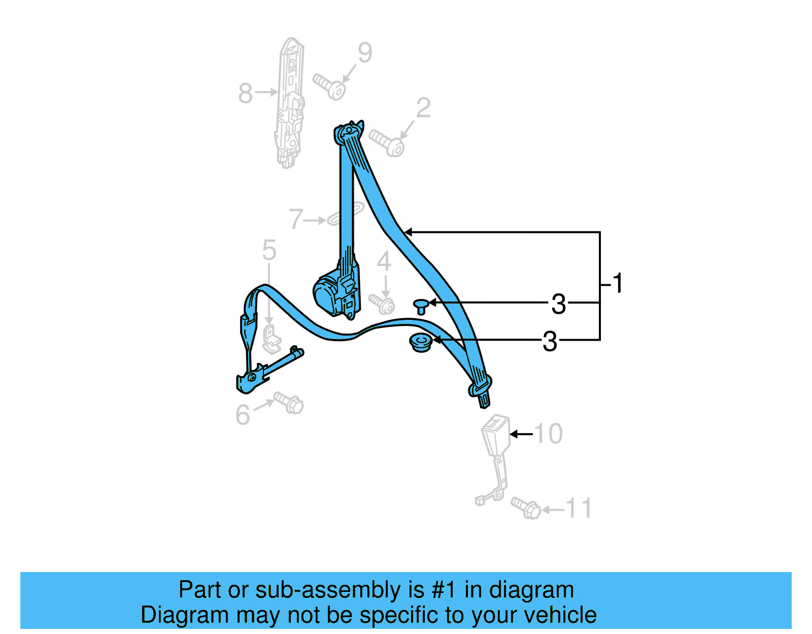 Seat Belt Lap And Shoulder Belt 3CN-857-705-F-RAA