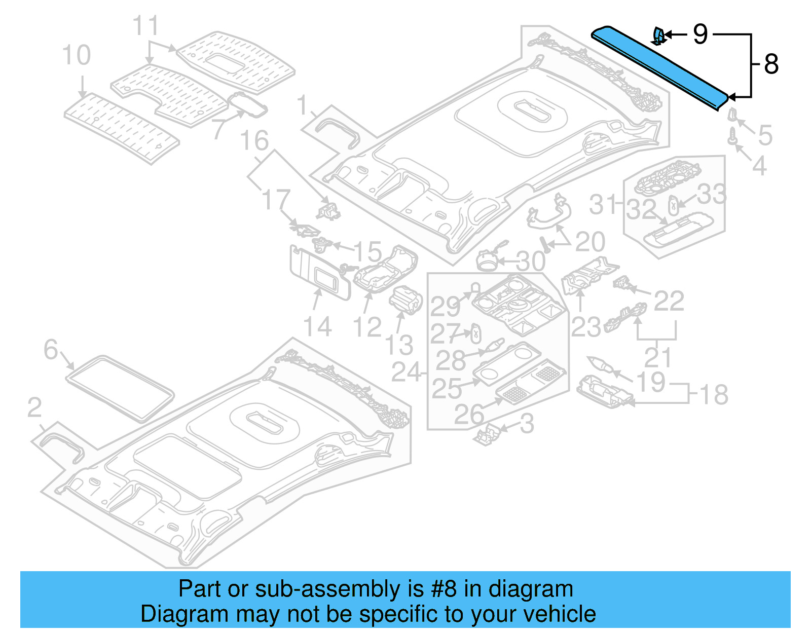 Rear Header Trim 3C5-867-617-B-6K8 - View 7
