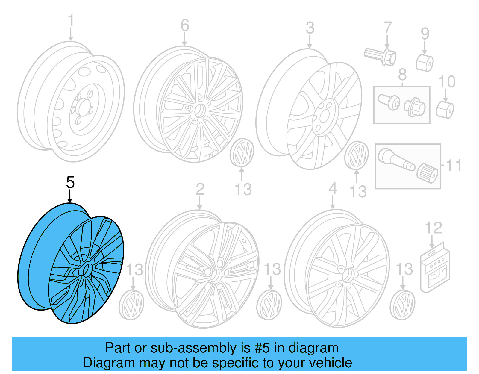 Wheel, Alloy 5C0-601-025-S-FZZ - View 14