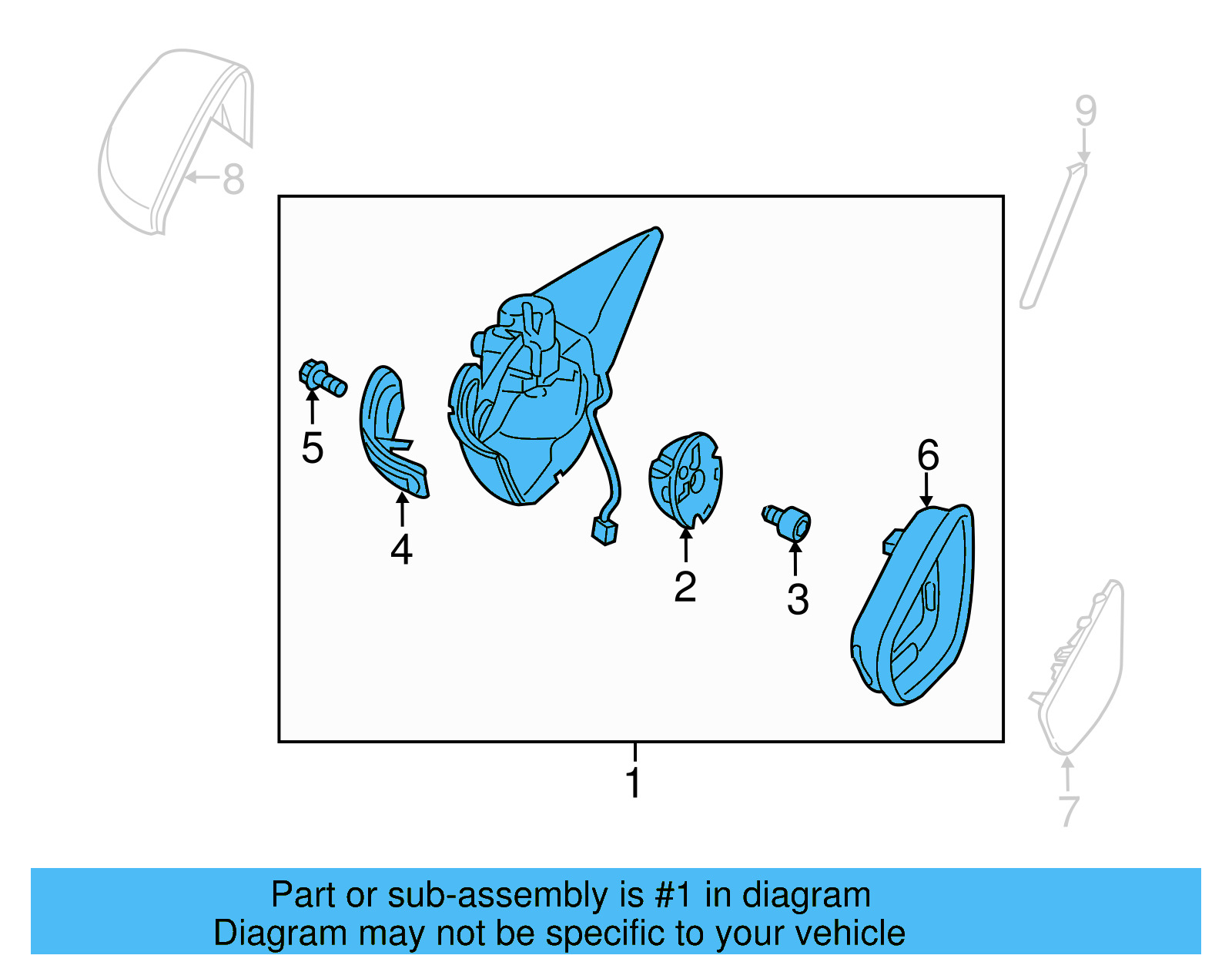 Mirror Housing 5C5-857-508-P-9B9 - View 5