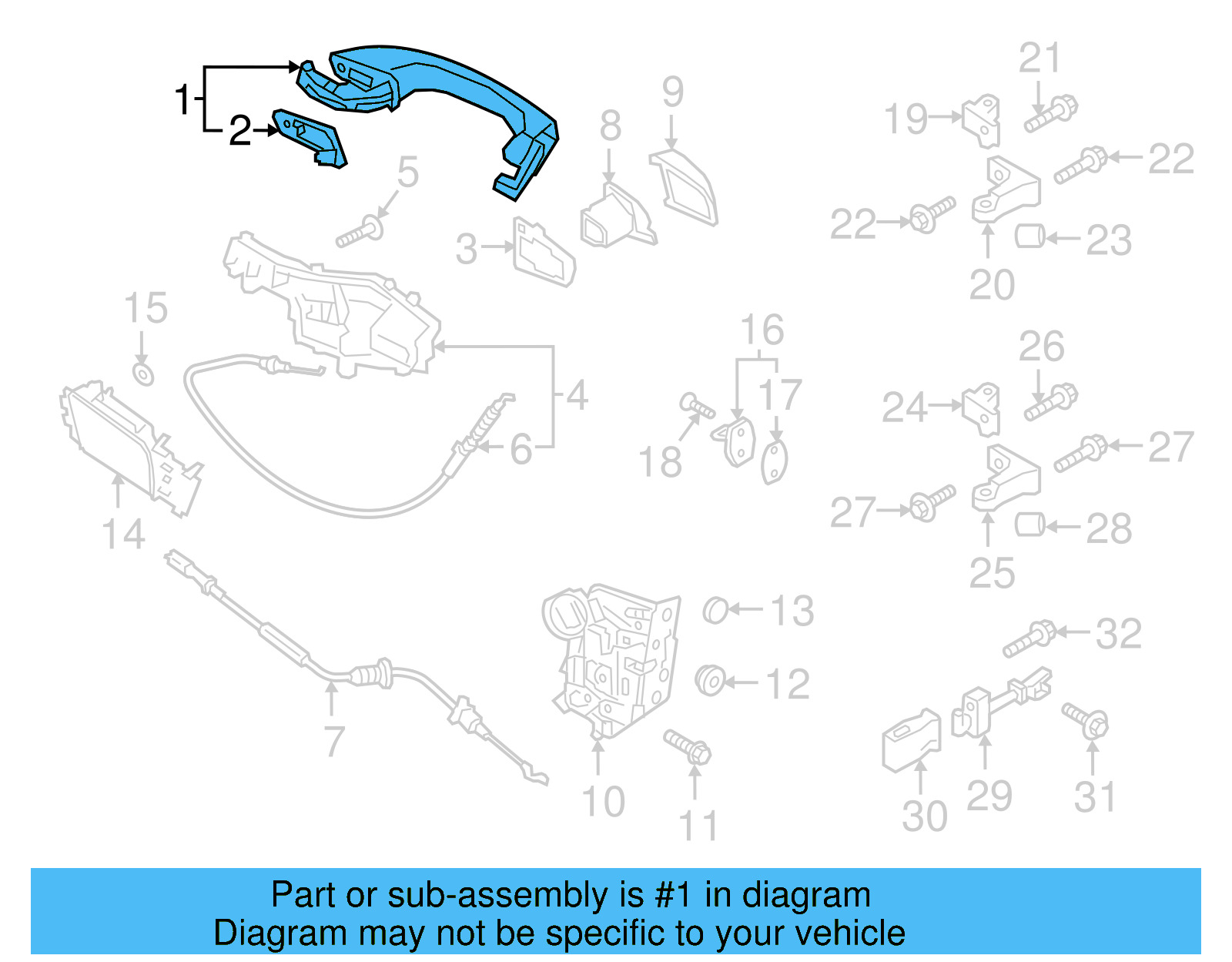 Handle, Outside 5NN-837-206-B-GRU