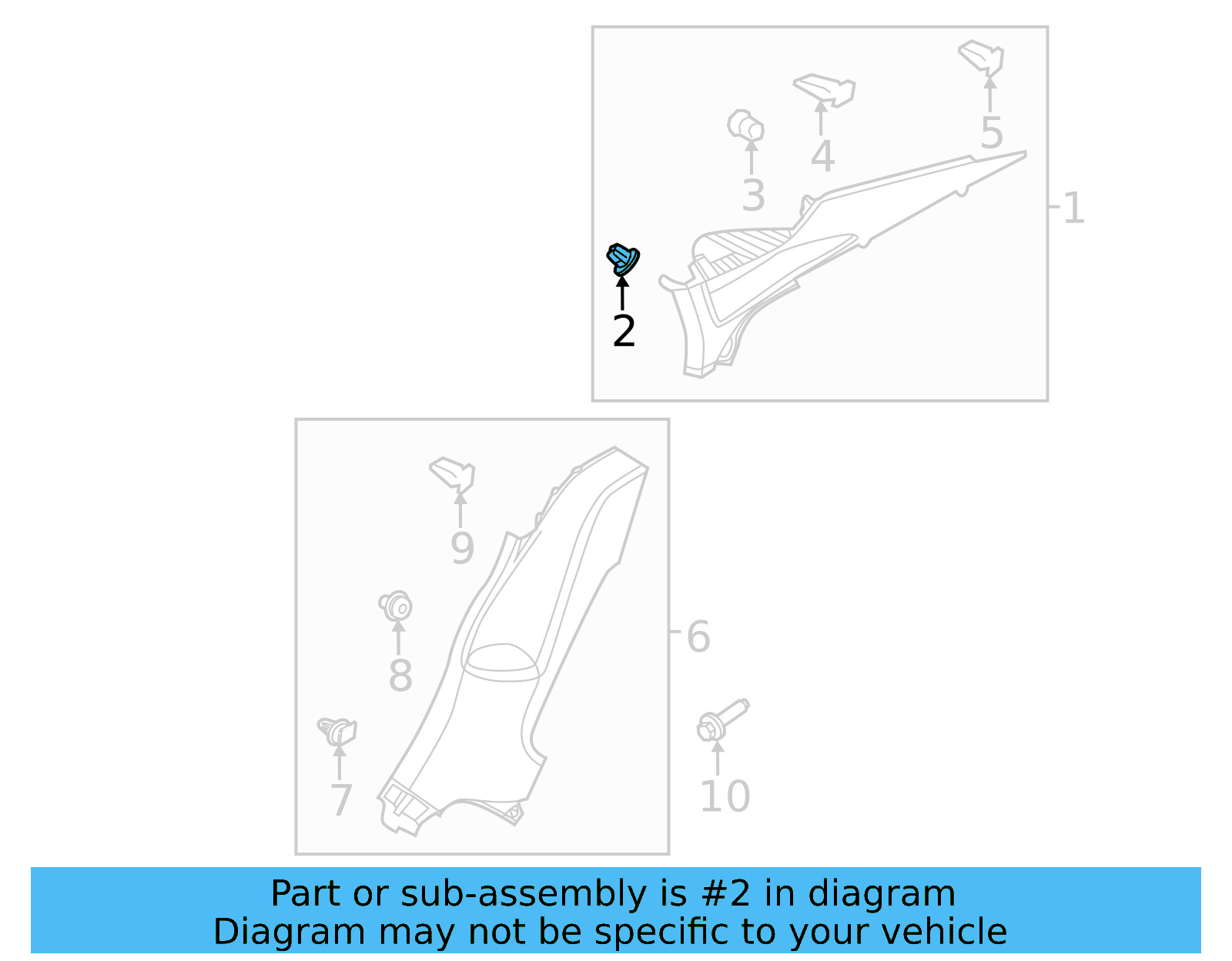 Upper Quarter Trim Clip 3B0-880-385-B - View 2