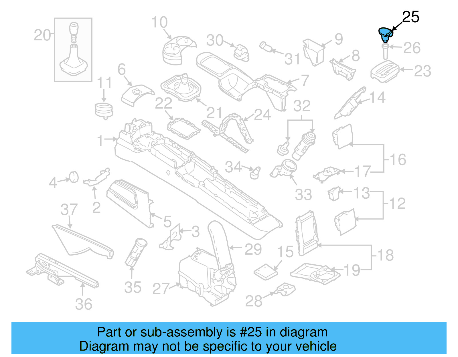 Shift Knob 1C1-713-139-B-THQ - View 7