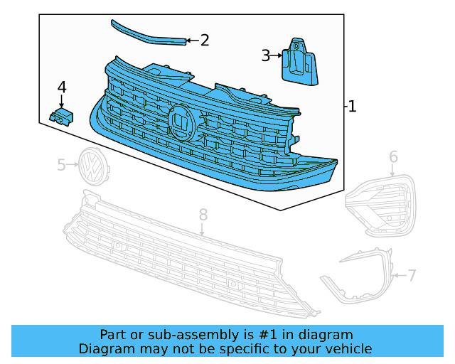 Grille Assembly 3CM-853-651-R-BUS