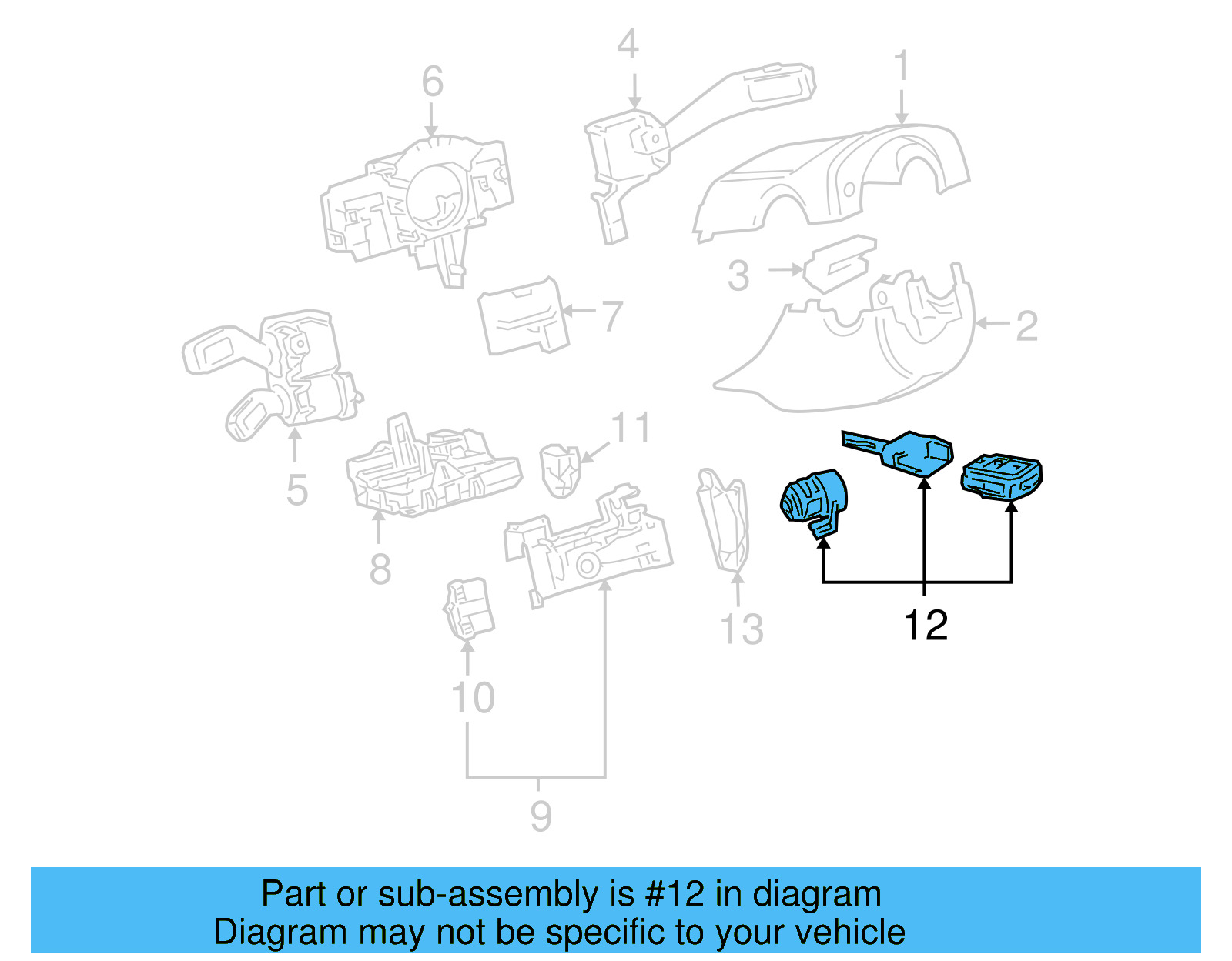 Ignition Cylinder 1T0-905-855-A - View 5