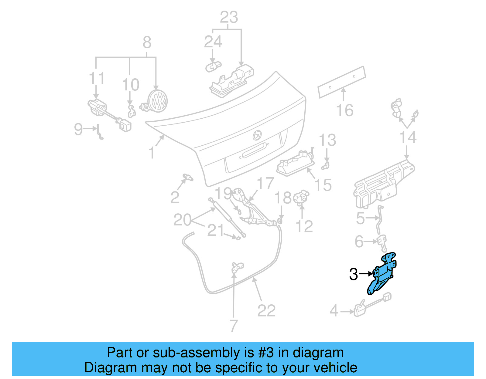 Deck Lid Latch 1J5-827-505-J-01C - View 5