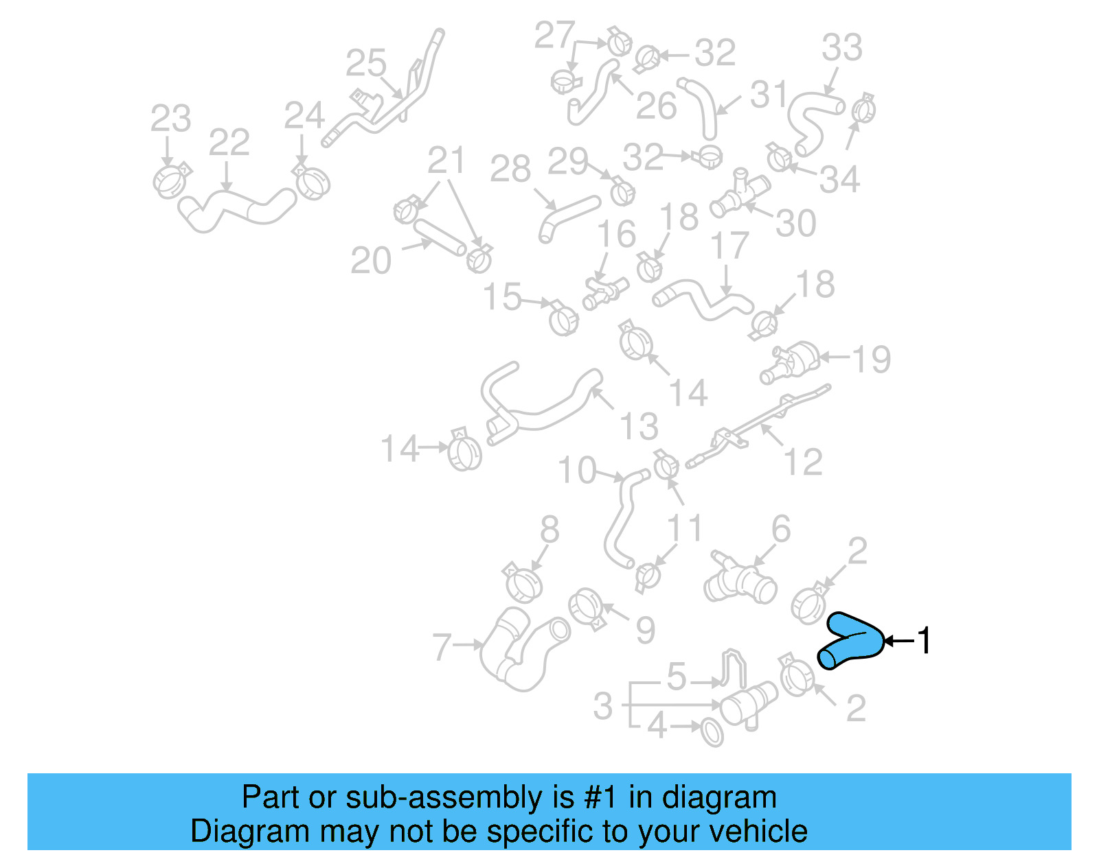 Upper Hose 3C0-121-101-N - View 2