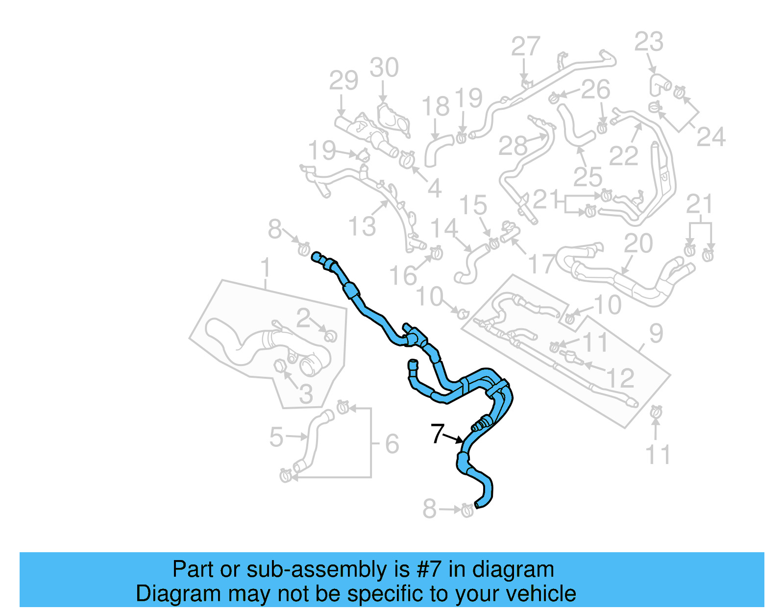 Engine Coolant Hose 7L6-122-096-E - View 3