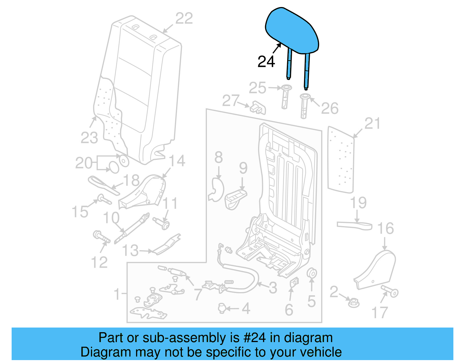 Headrest 5N0-885-901-P-ZGU - View 3
