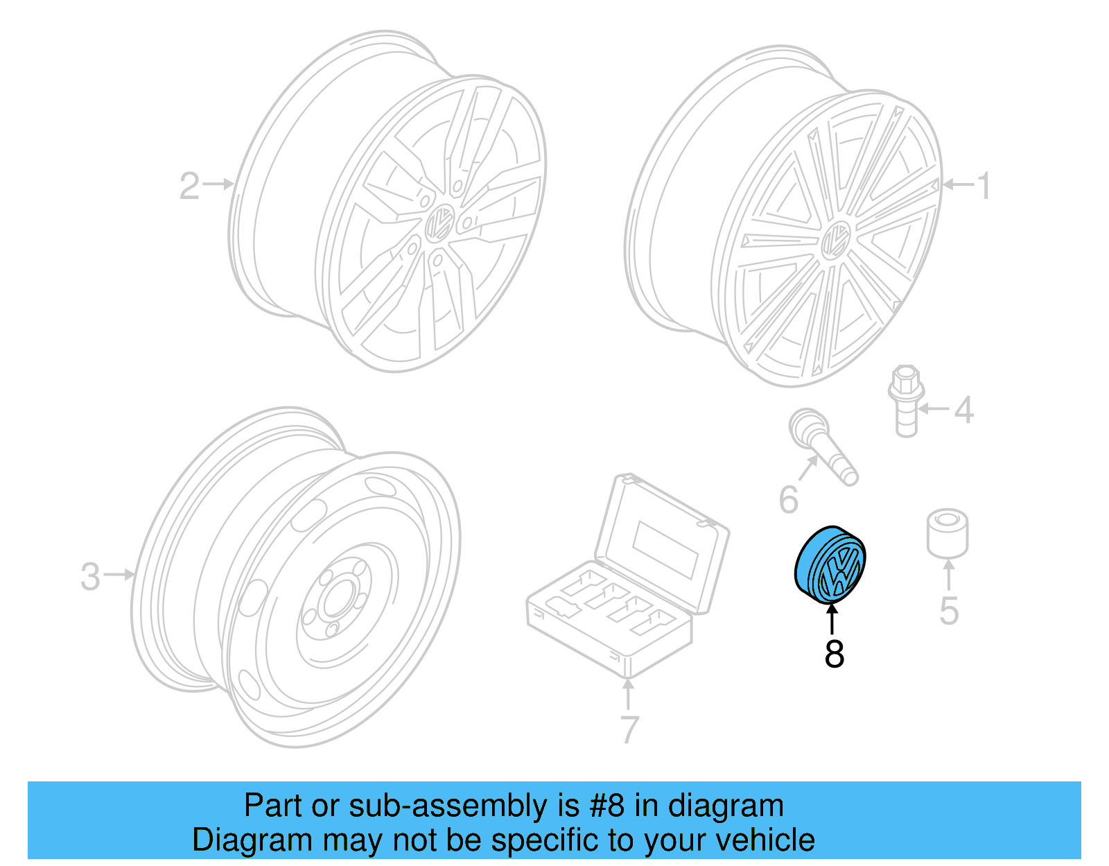 Center Cap 5G0-601-149-A-BJW - View 4