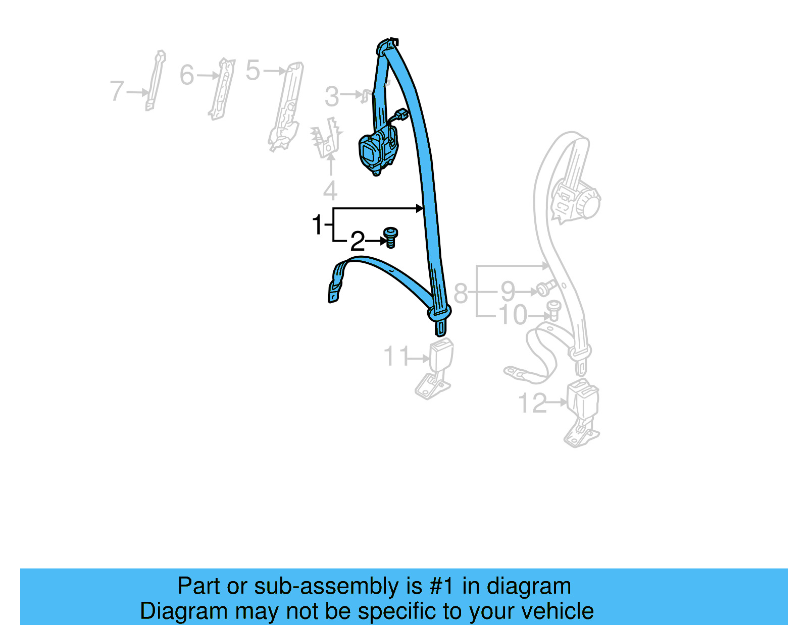Lap & Shoulder Belt 7L6-857-805-C-NWU - View 6