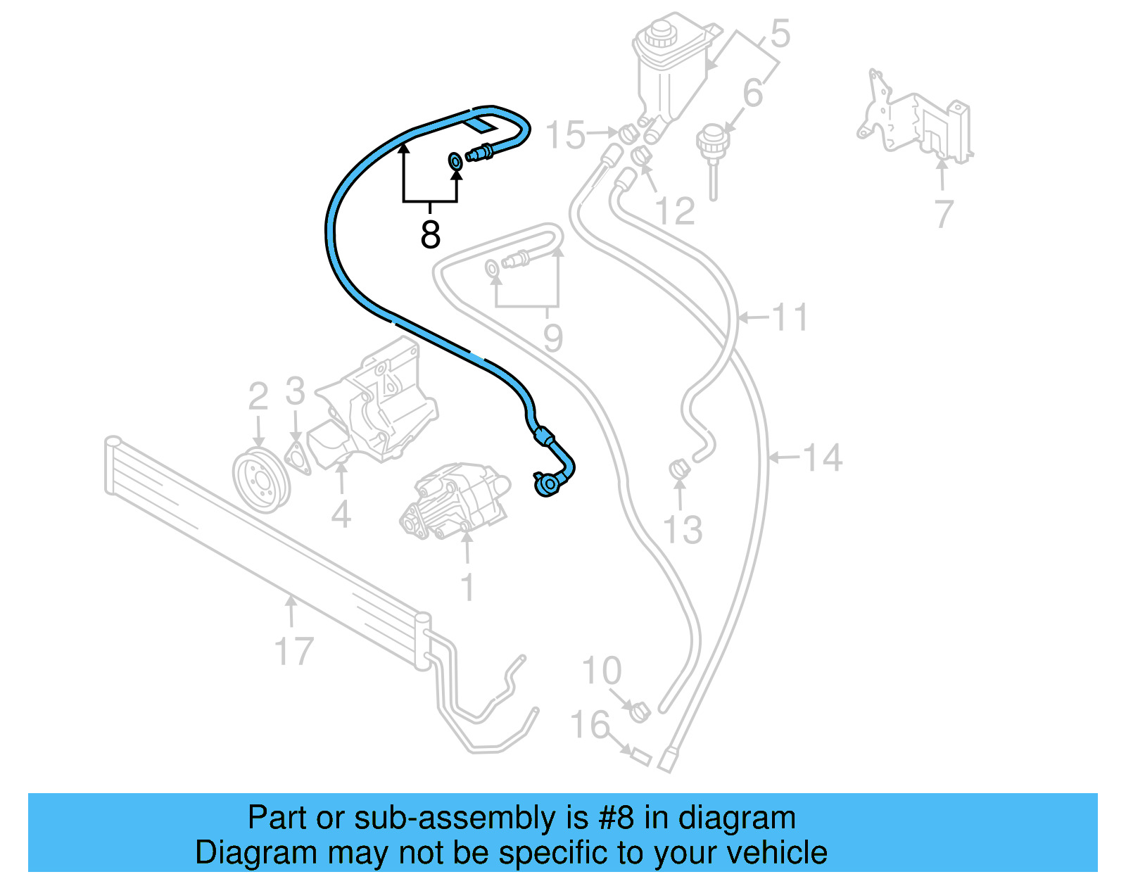 Power Steering Pressure Hose 7L8422893BN - View 3