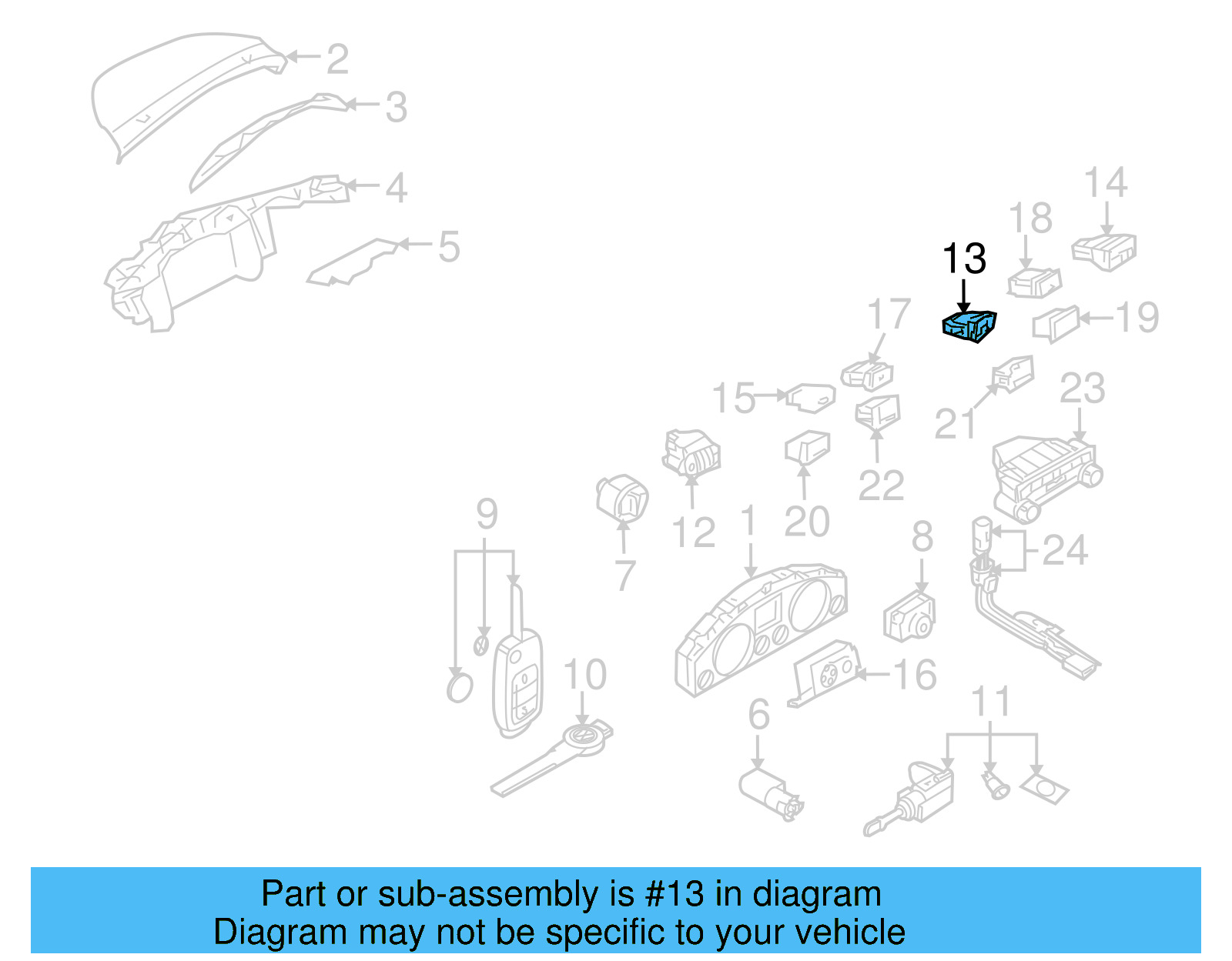 Hazard Switch 7L6-953-235-A-3X1 - View 2