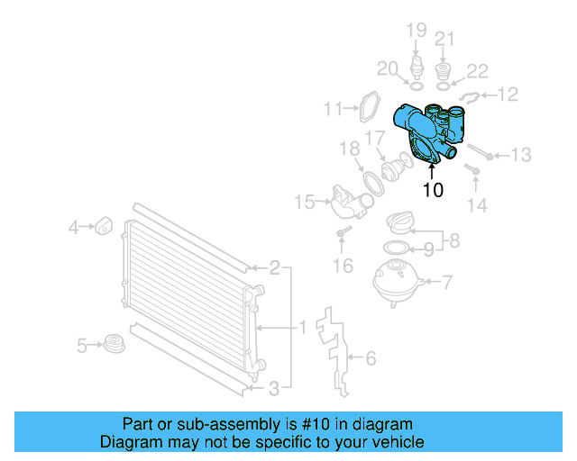 Engine Coolant Thermostat Housing 022-121-121-E - View 3