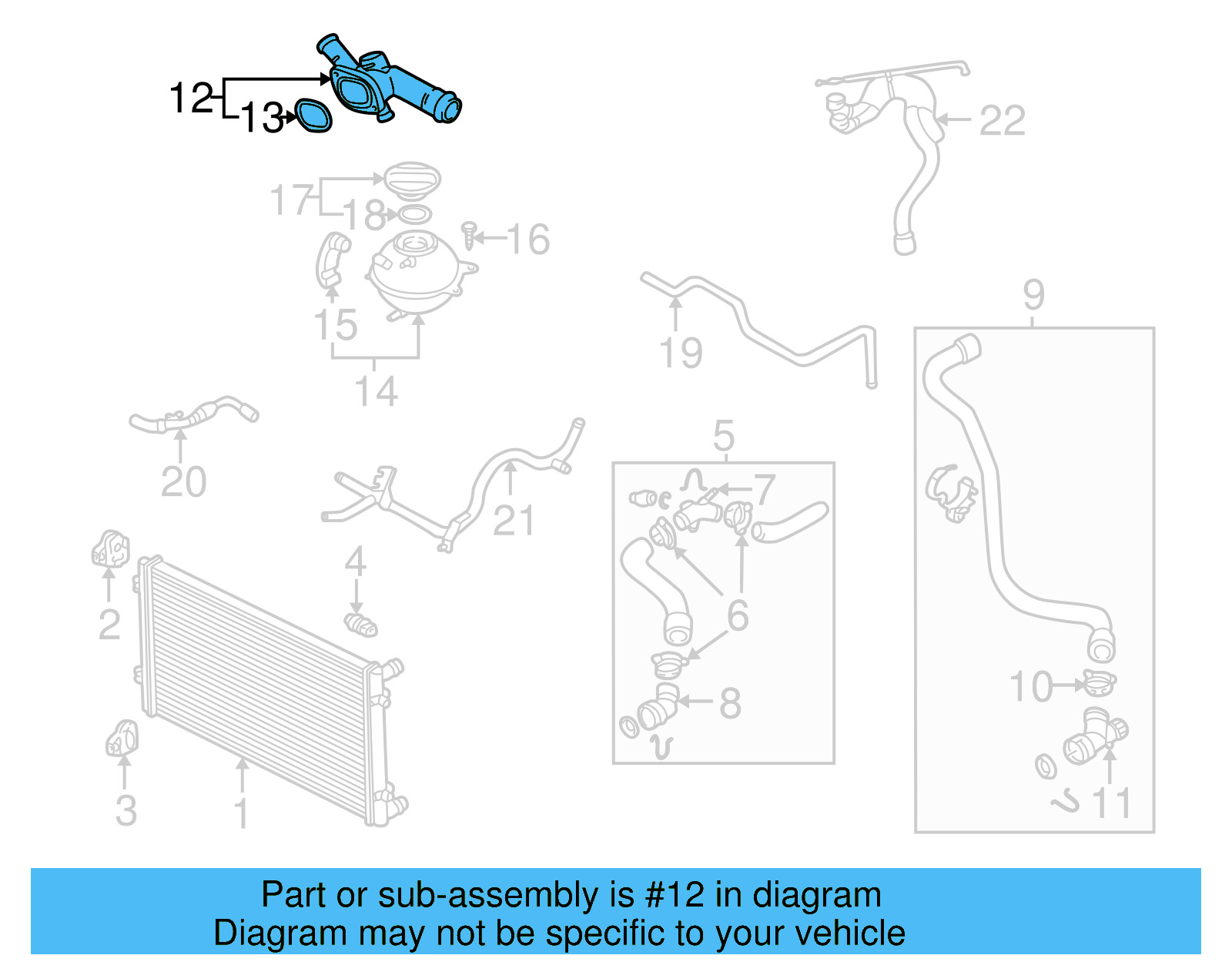 Engine Coolant Outlet Flange 06A-121-133-AH