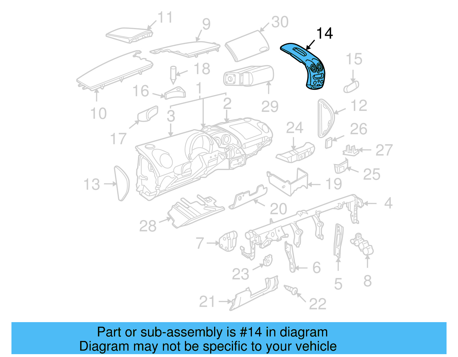 Center Bezel 1C0-858-069-AA-XNX - View 11