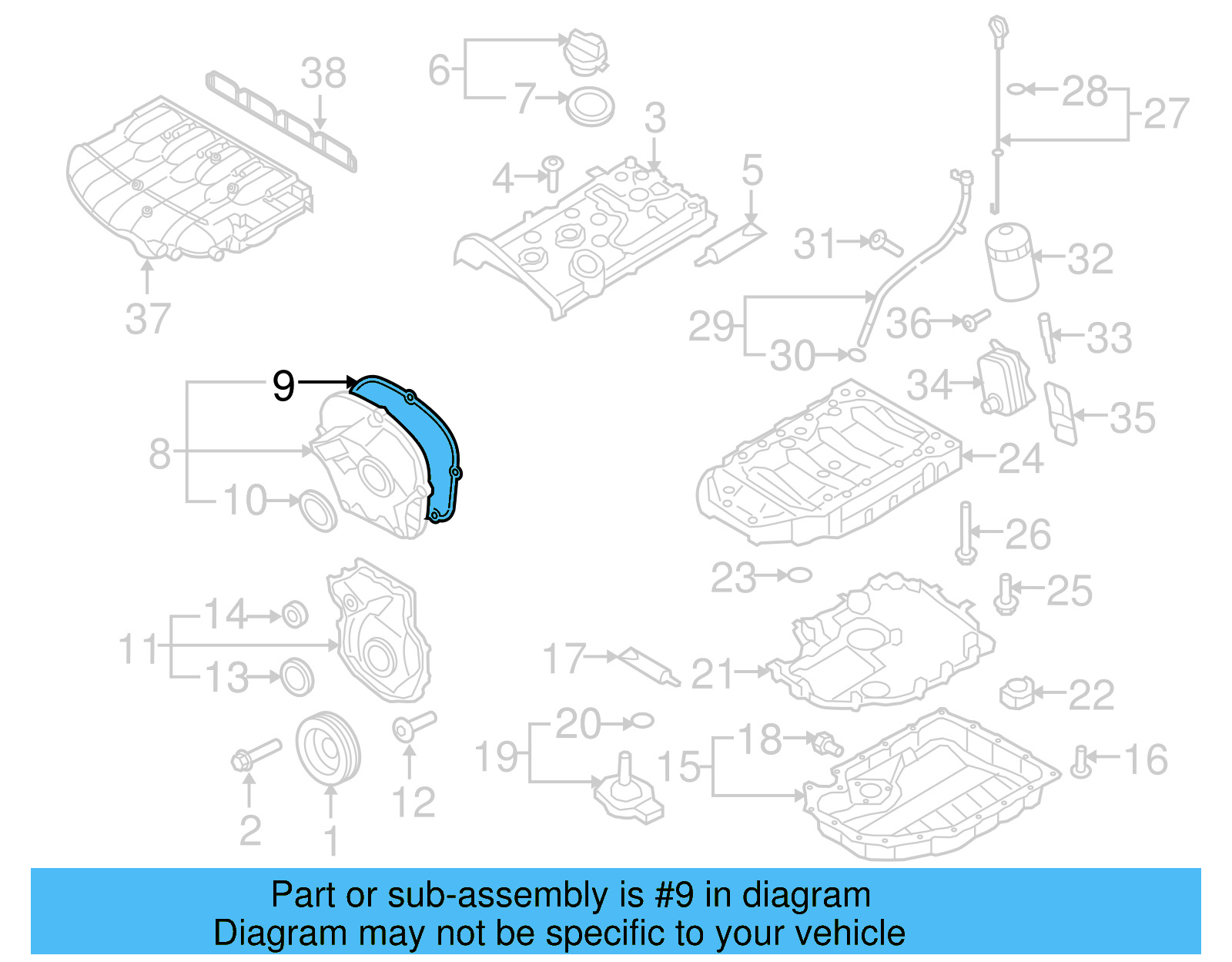 Engine Timing Cover Gasket 06D-103-121-B - View 2