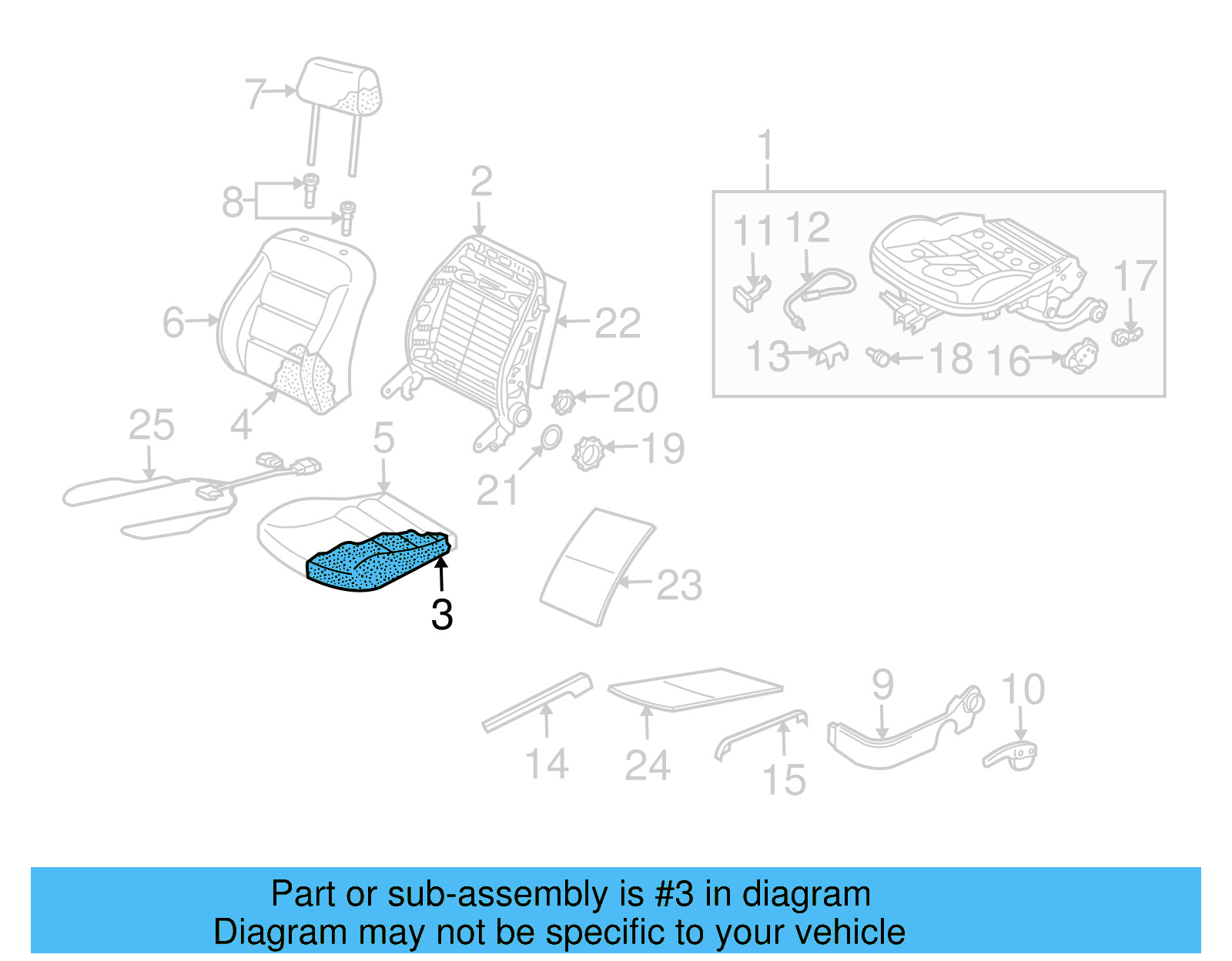 Seat Cushion Pad 1J0-881-375-P - View 3
