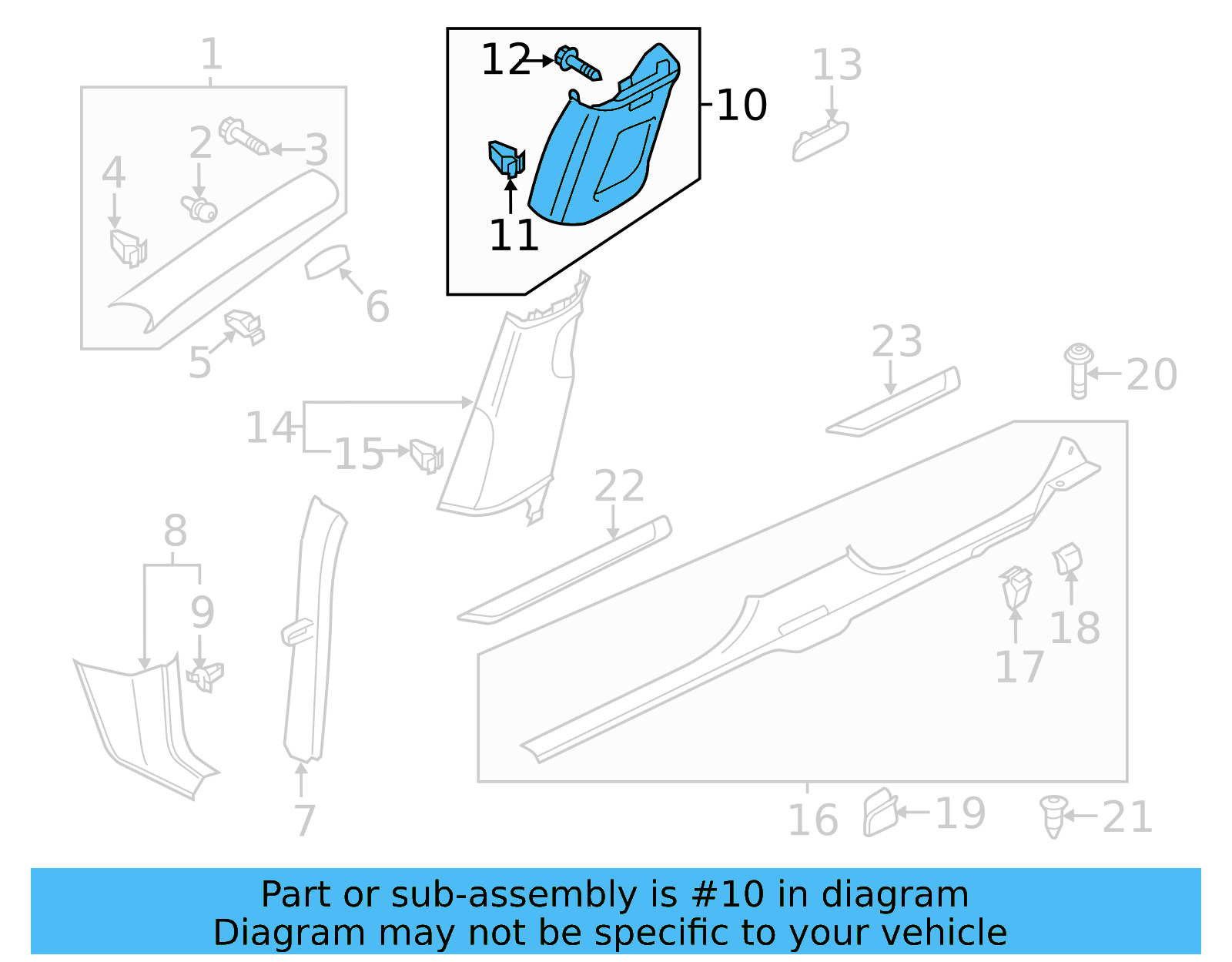 Upper Center Pillar Trim 561-867-244-A-82V - View 6