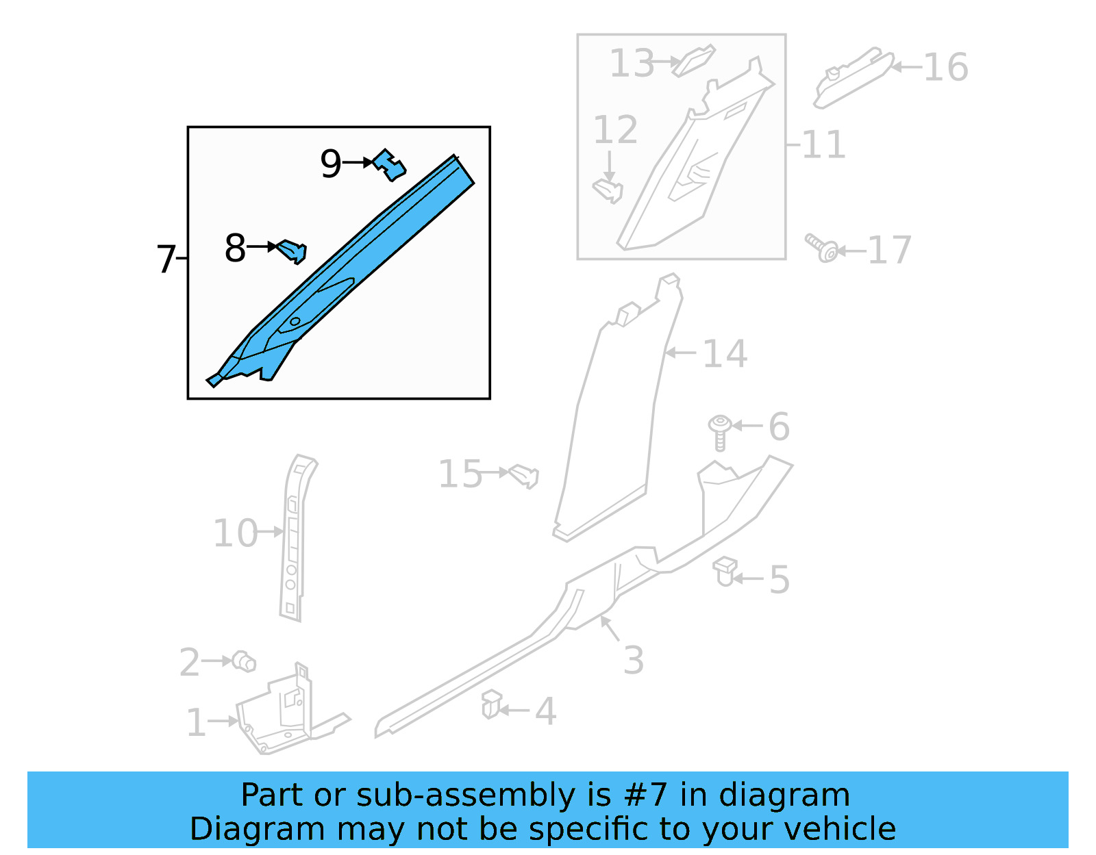 Windshield Pillar Trim 3G8-867-234-A-BR2 - View 7