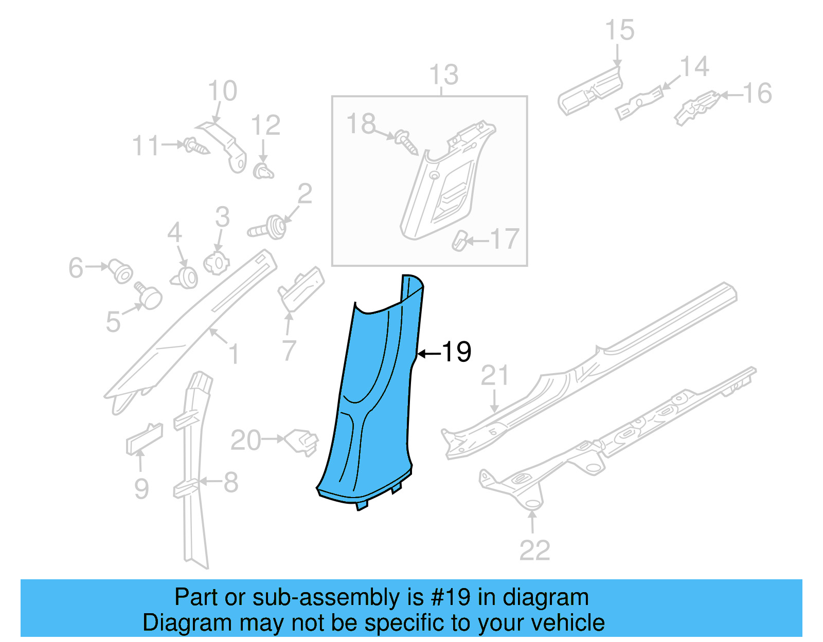 Lower Center Pillar Trim 3C0-867-291-F-9B9 - View 4
