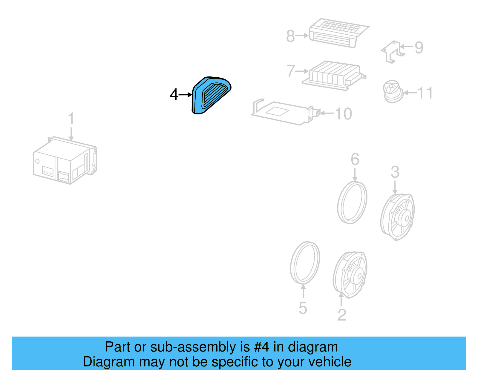Rear Speaker 5C5-035-591-9B9 - View 5
