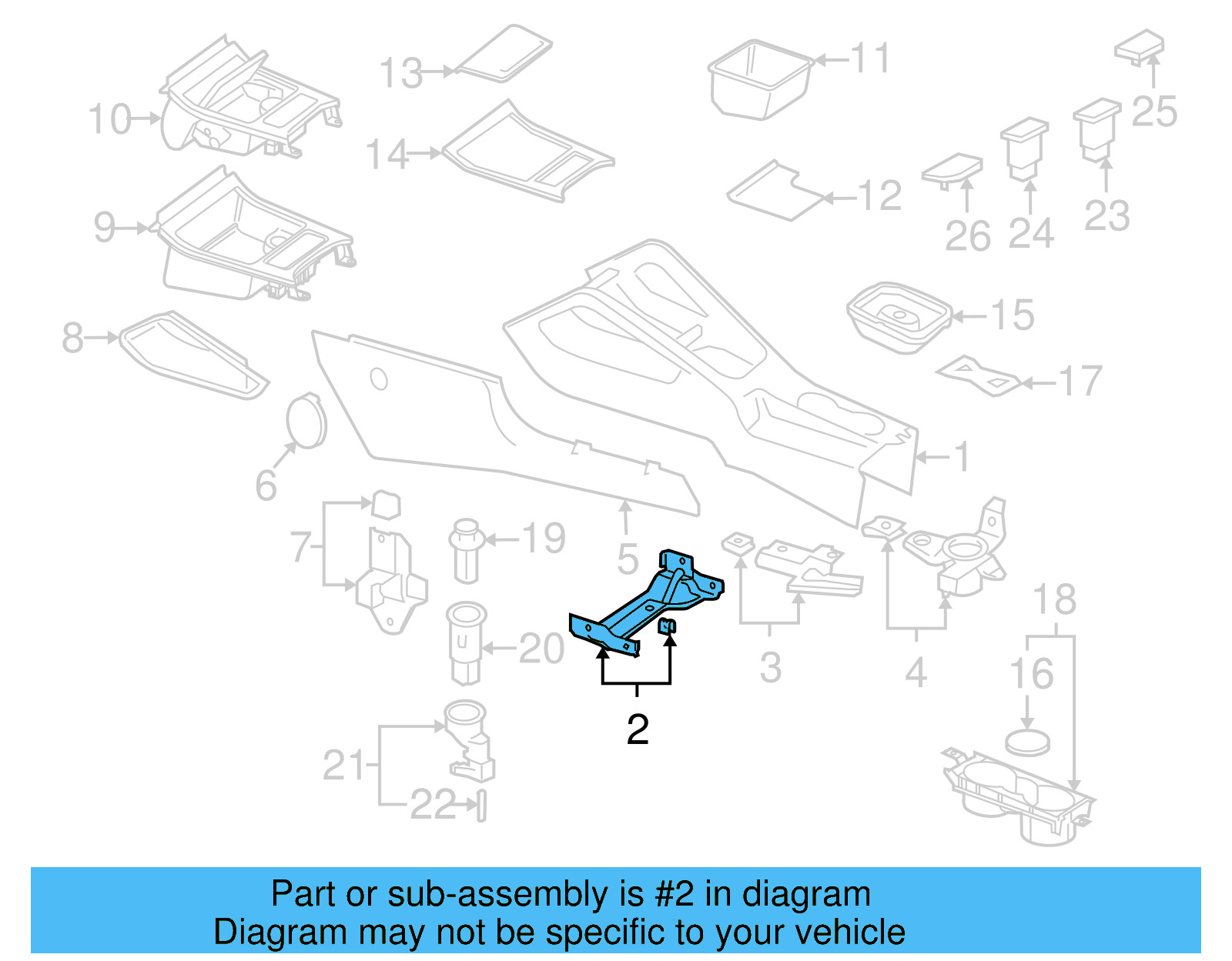 Front Console Front Bracket 1K0-863-525-A - View 26