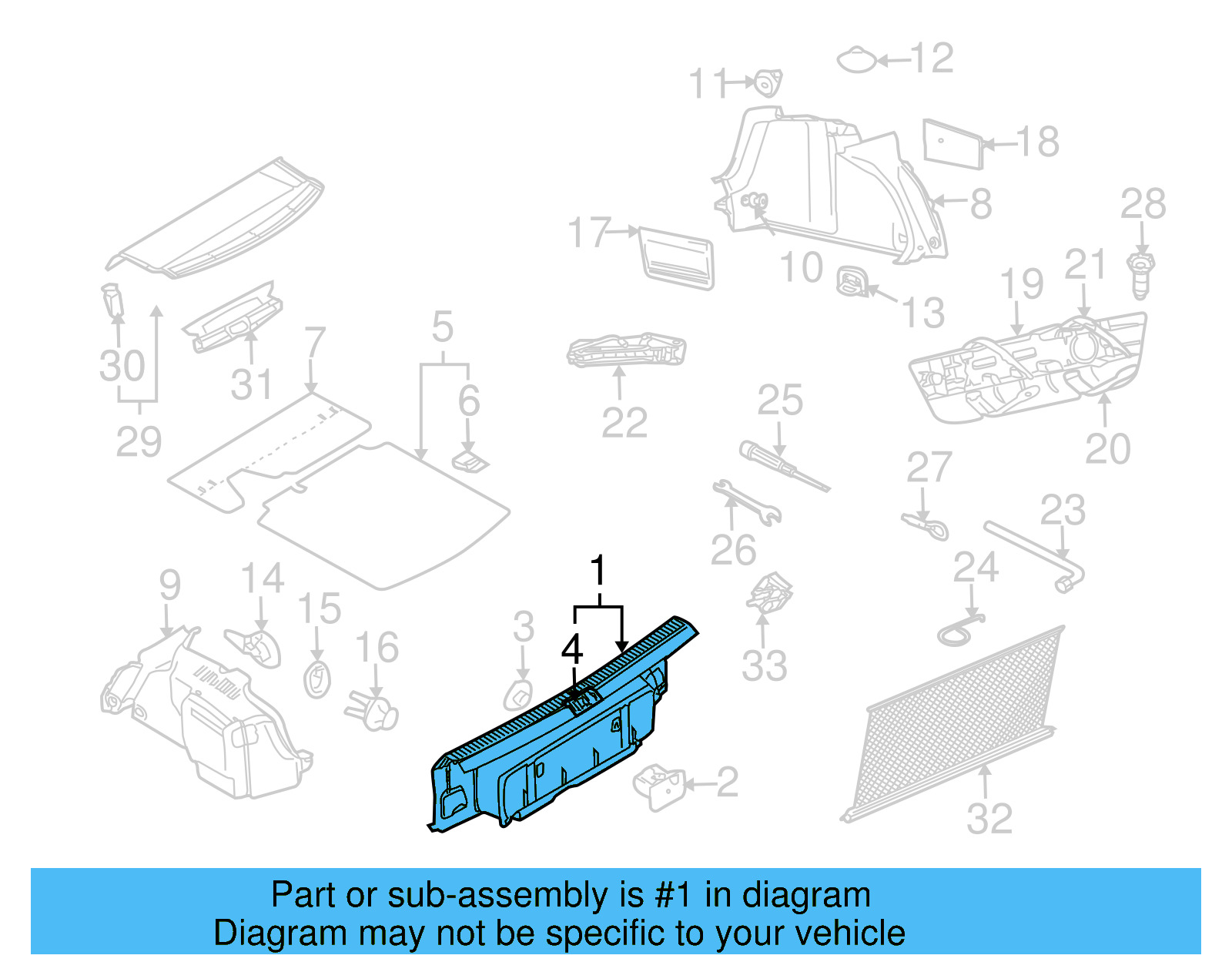 Rear Body Trim 1K5-863-459-R-9B9 - View 4