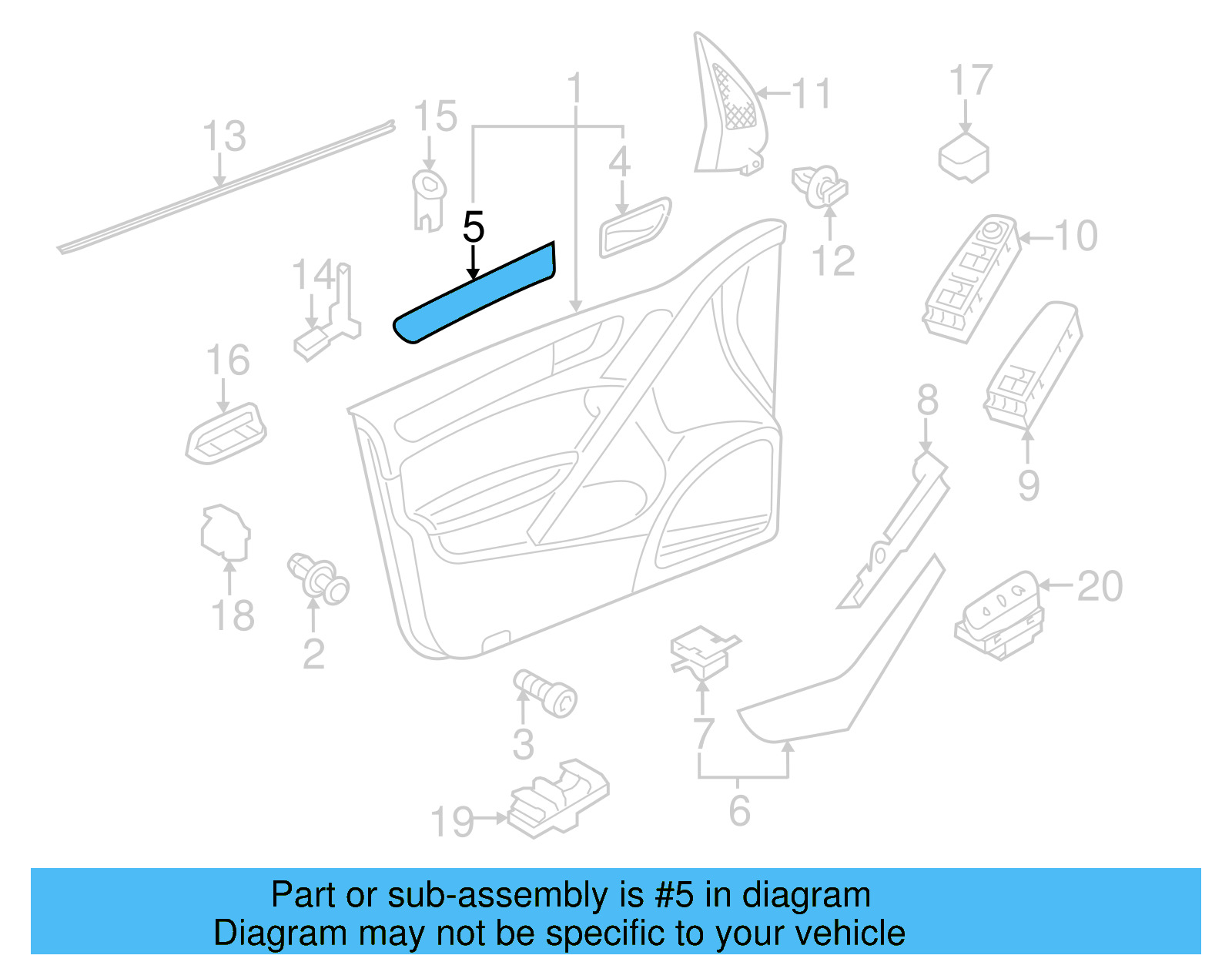 Trim Molding 5K4-867-439-A-EL5 - View 6