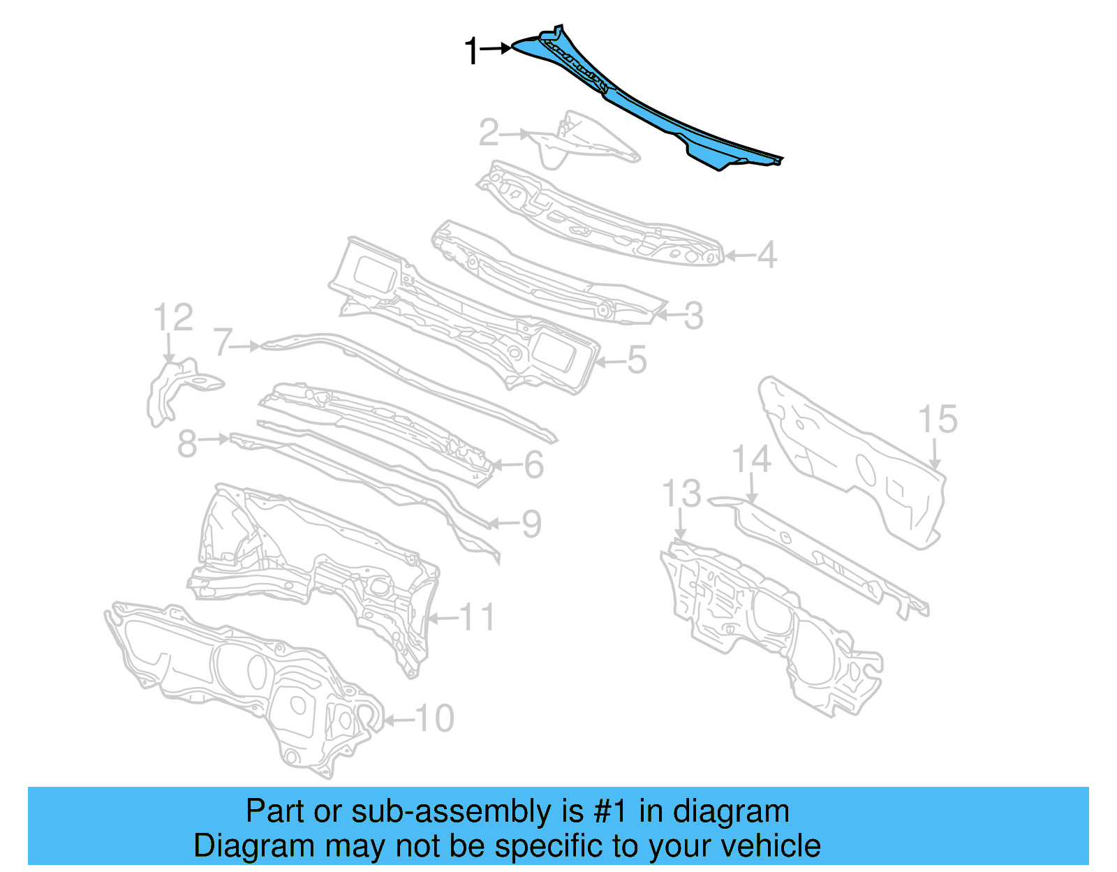 Cowl Grille 1K5-819-415-B-9B9 - View 4