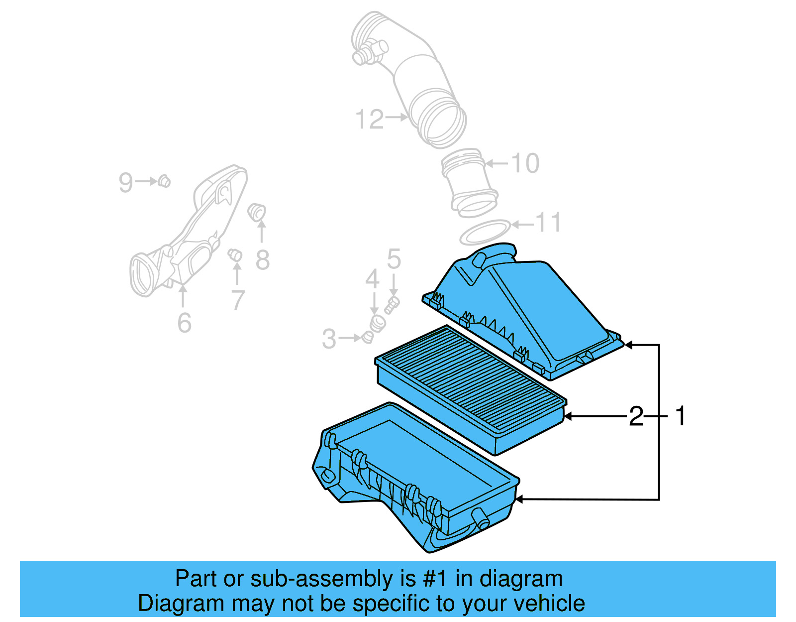 Air Cleaner Assembly 1J0-129-607-AH - View 9