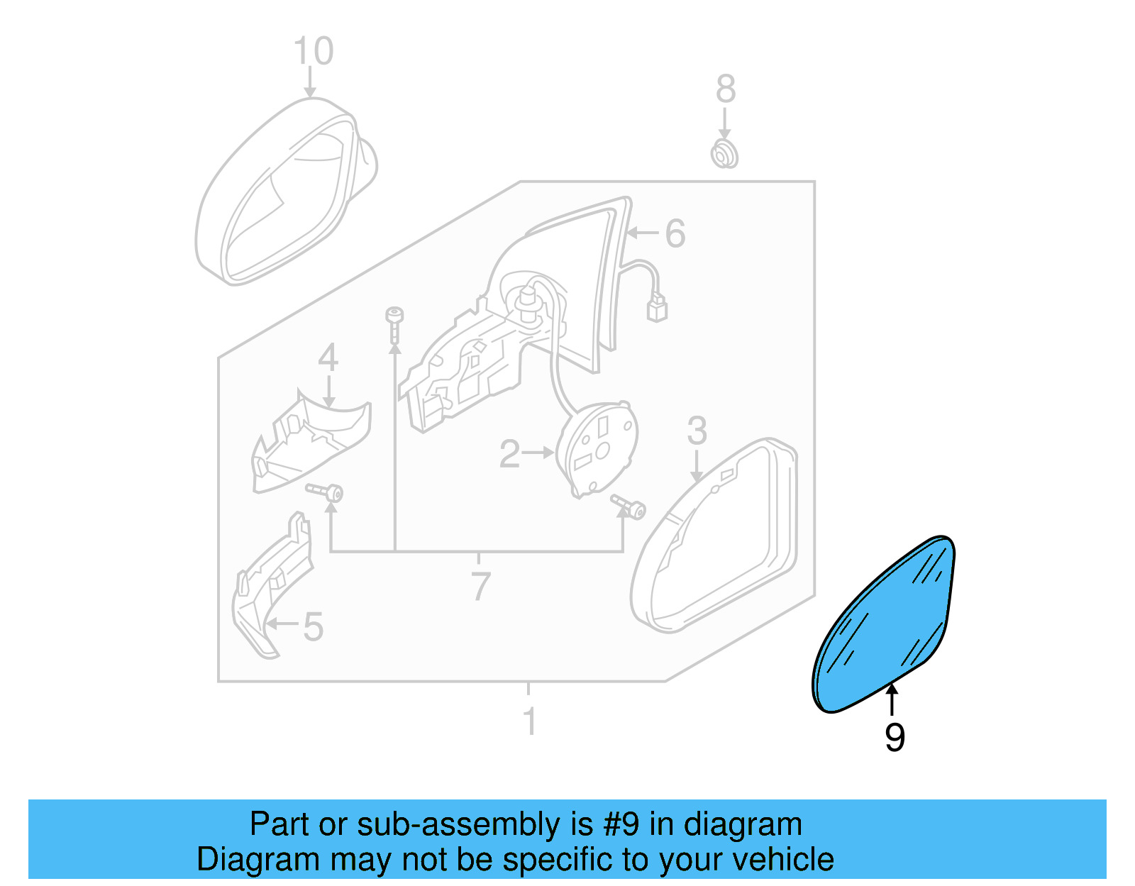 Mirror Glass 1K0-857-521-E - View 3