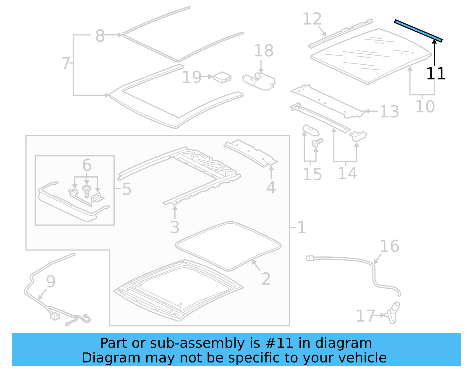 Sunroof Glass Seal 3G5-877-297 - View 4