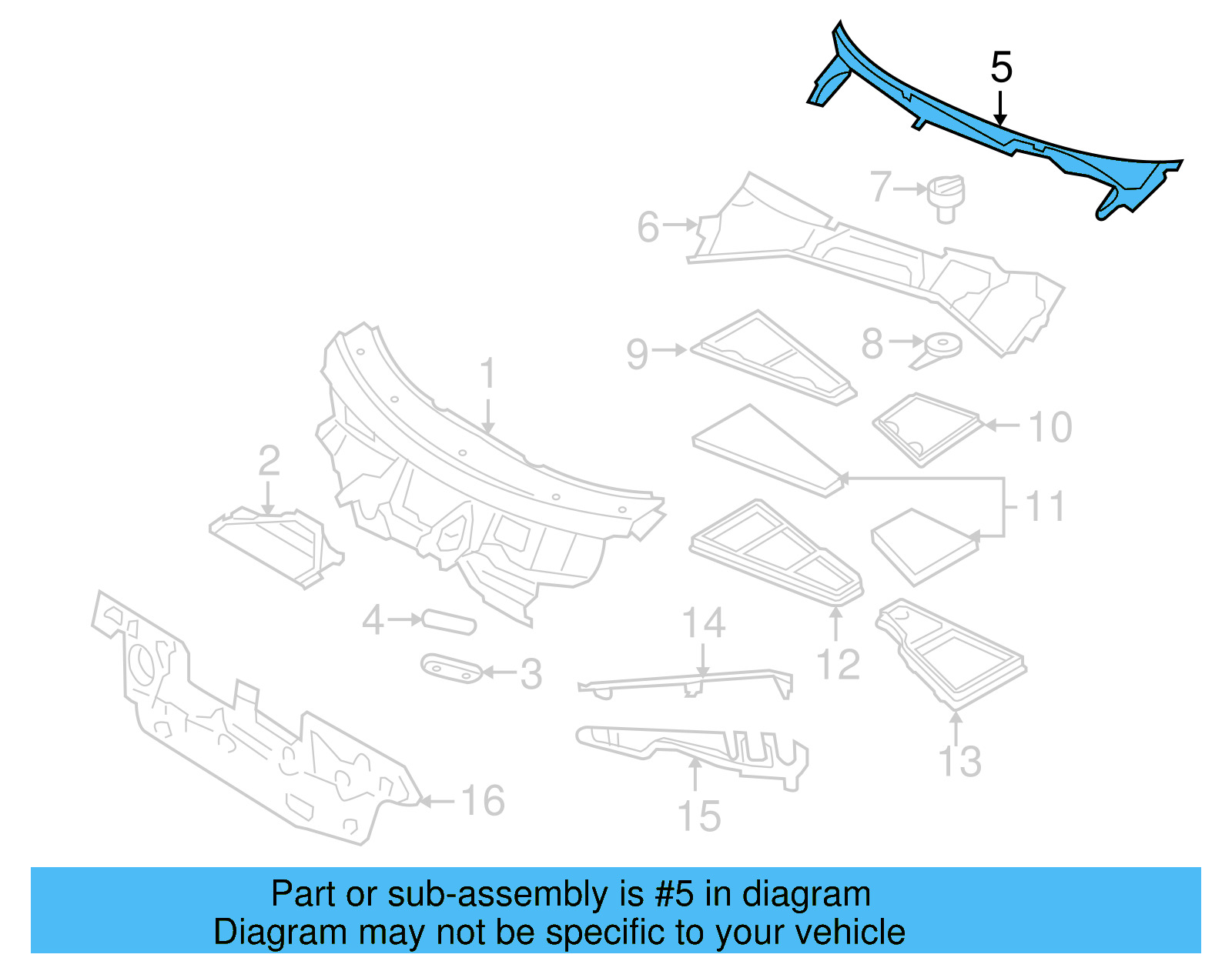 Cowl Grille 3D1-819-415-C-B41 - View 2